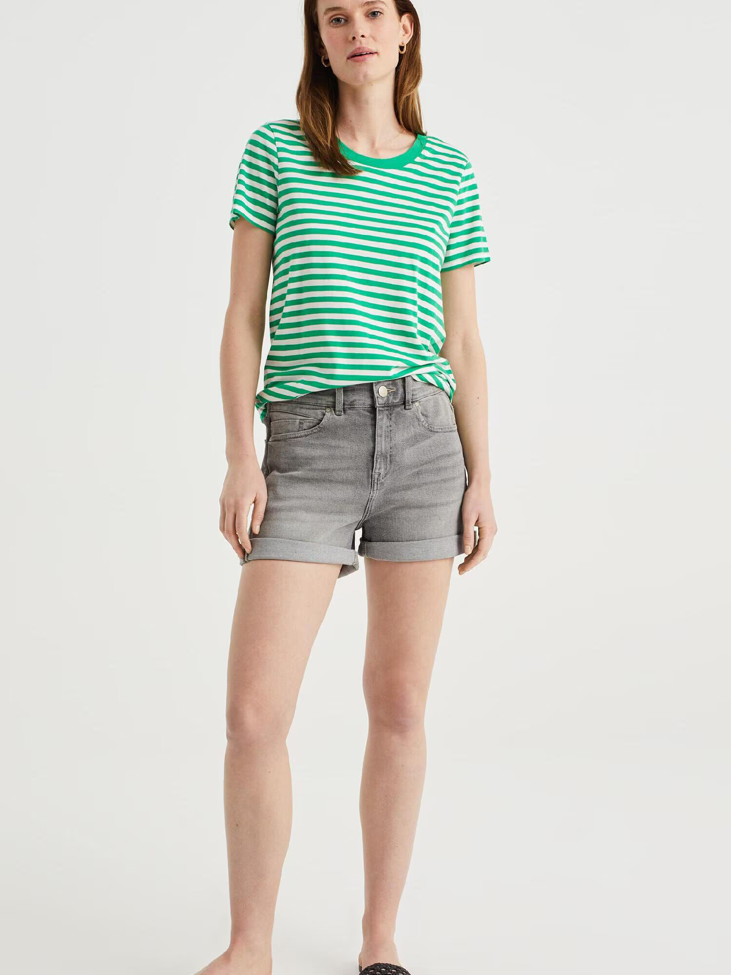 WE Fashion Tricou crem / verde - Pled.ro