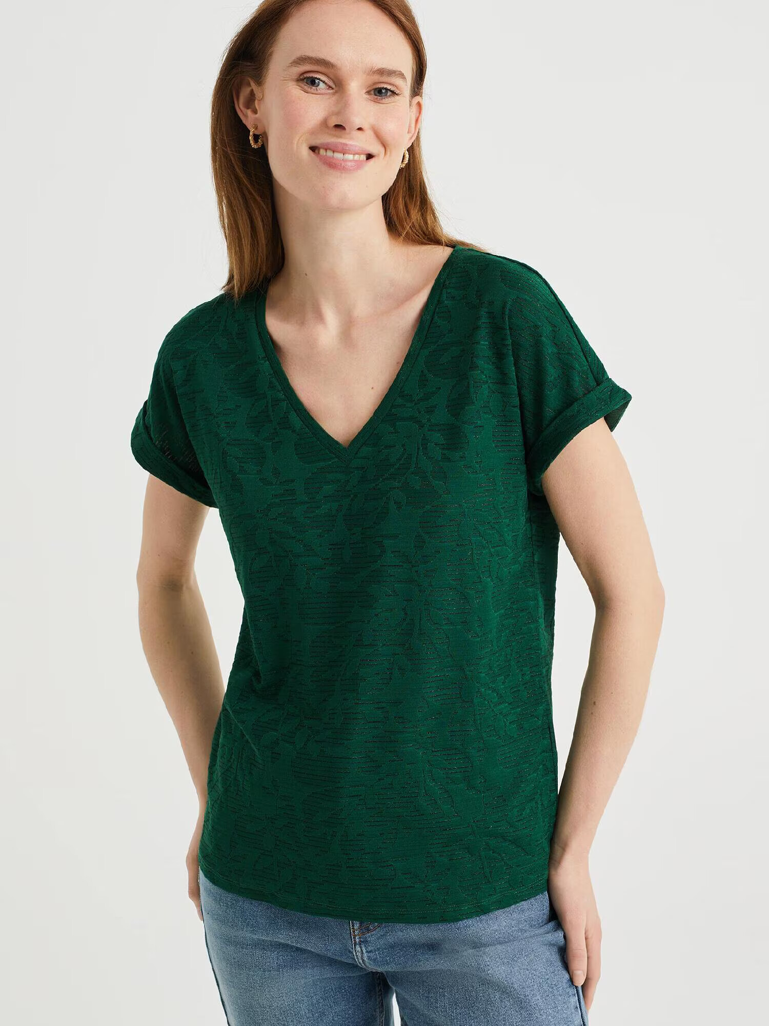 WE Fashion Tricou verde închis - Pled.ro