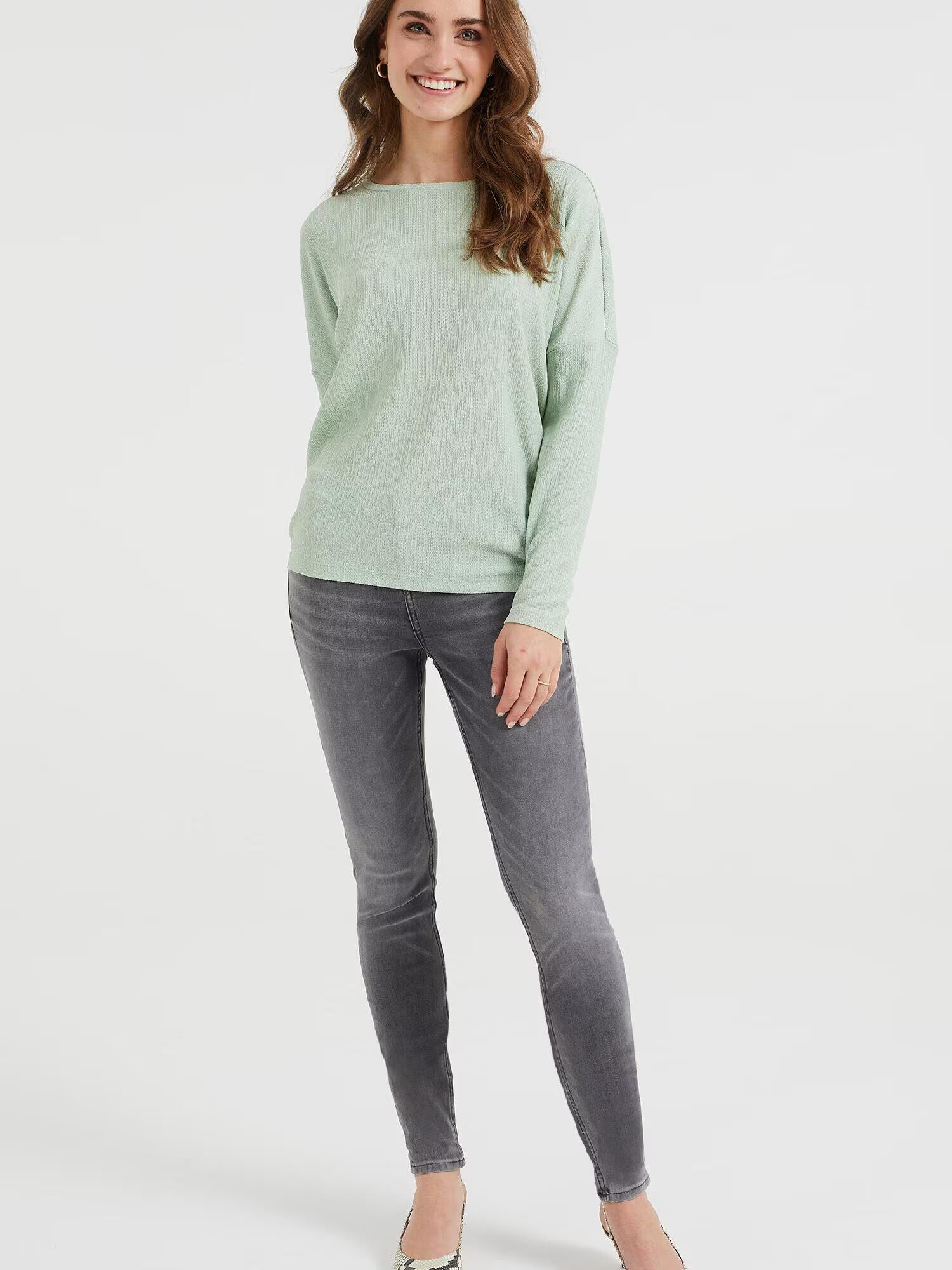 WE Fashion Tricou verde pastel - Pled.ro