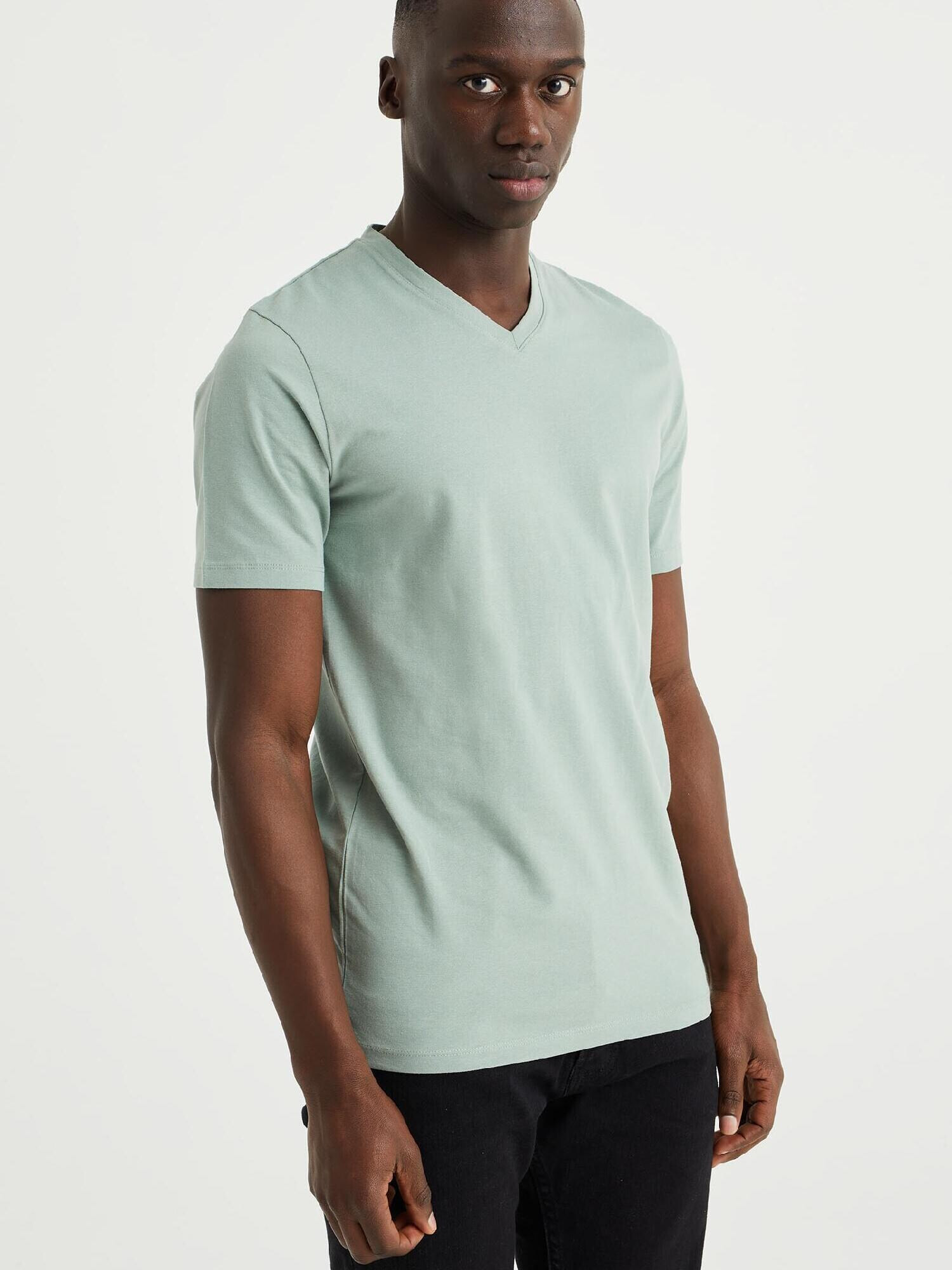 WE Fashion Tricou verde pastel - Pled.ro