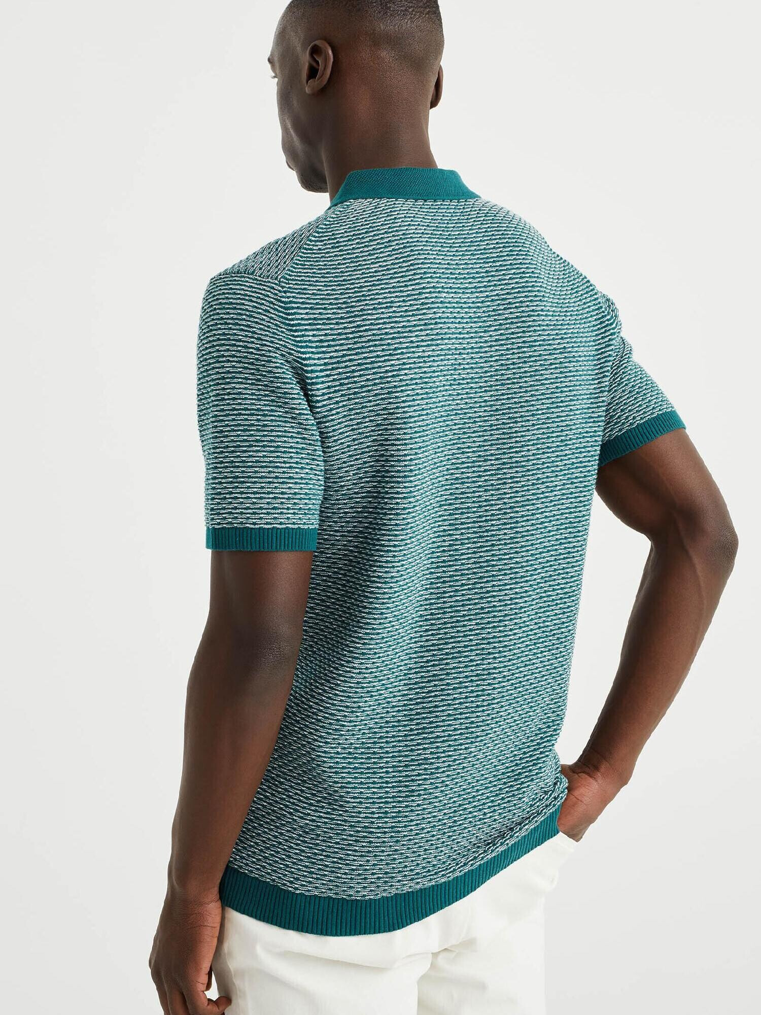 WE Fashion Tricou verde smarald / alb - Pled.ro