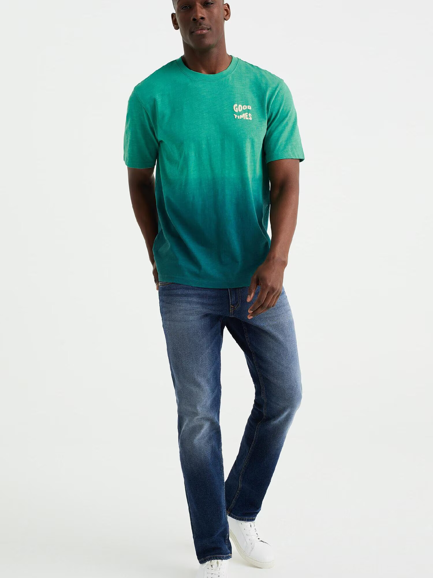 WE Fashion Tricou verde / verde smarald / alb - Pled.ro