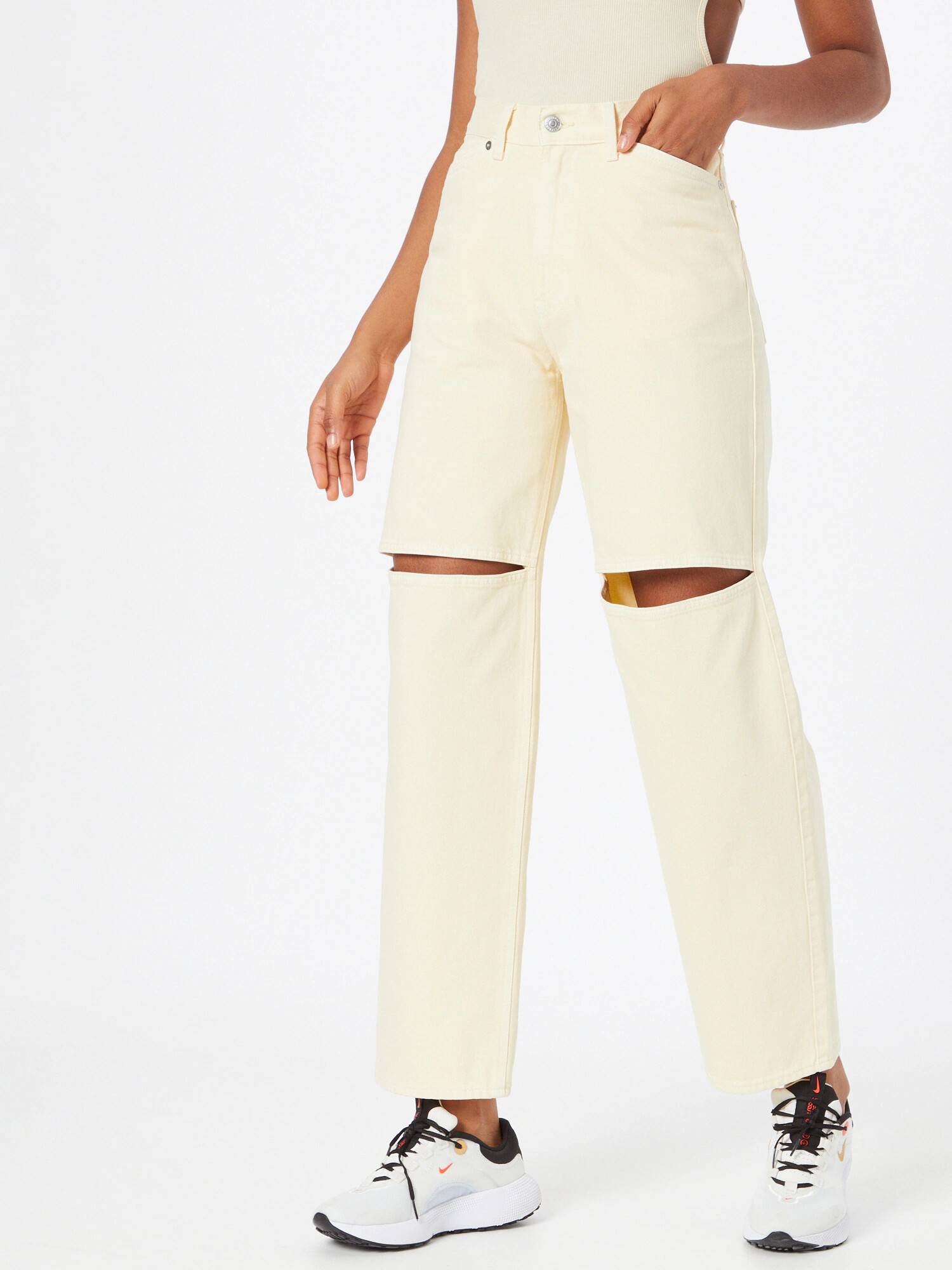 WEEKDAY Jeans 'Brae' alb natural - Pled.ro