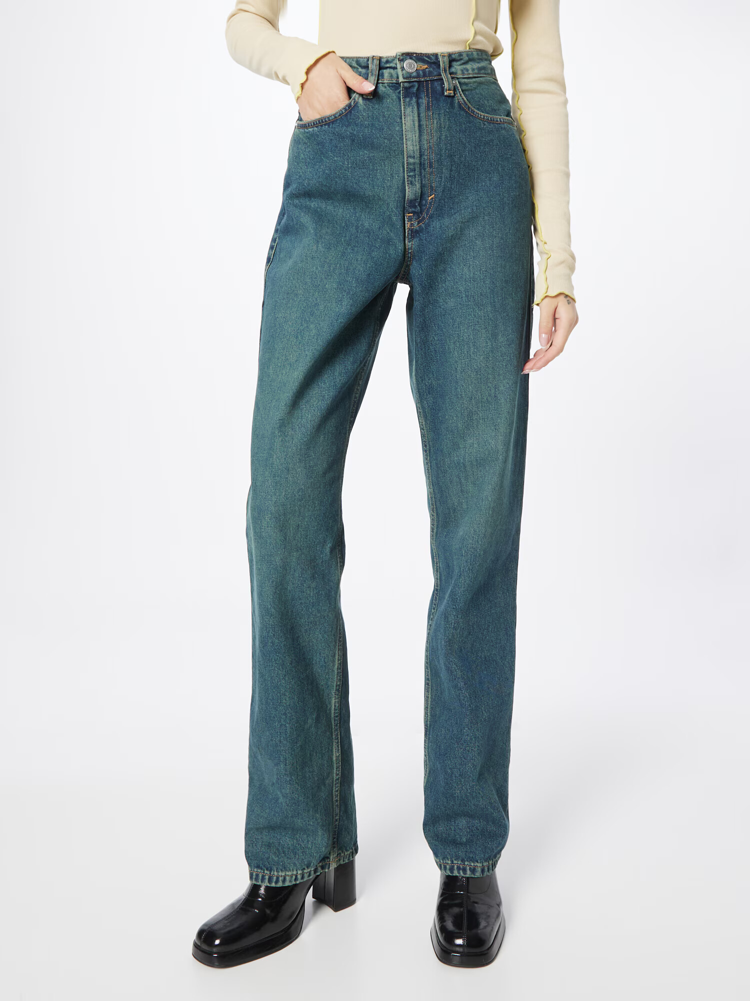 WEEKDAY Jeans verde jad - Pled.ro