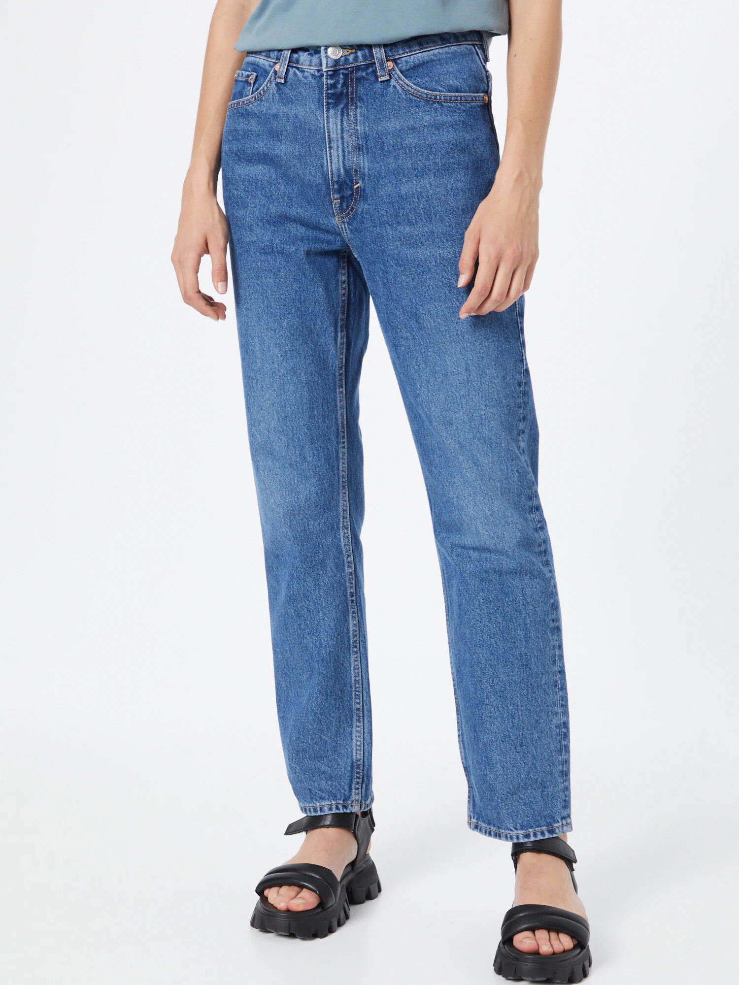 WEEKDAY Jeans 'Voyage High Straight' albastru denim - Pled.ro