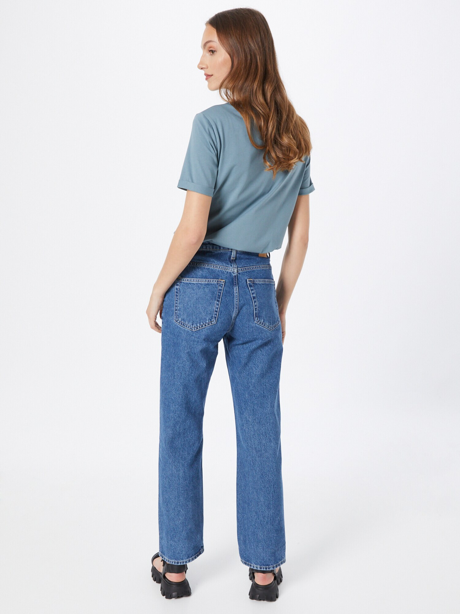 WEEKDAY Jeans 'Voyage High Straight' albastru denim - Pled.ro