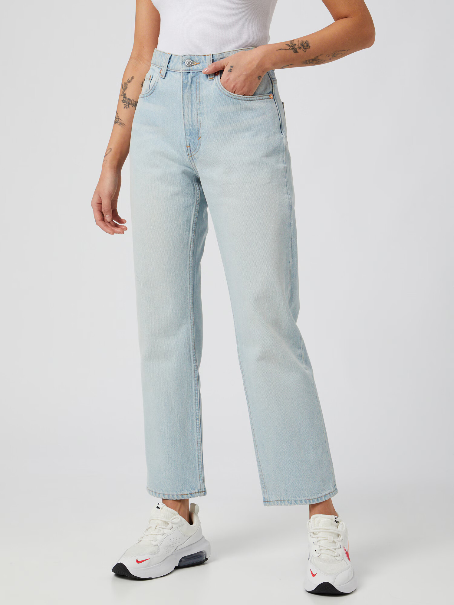 WEEKDAY Jeans 'Voyage High Straight' albastru deschis - Pled.ro