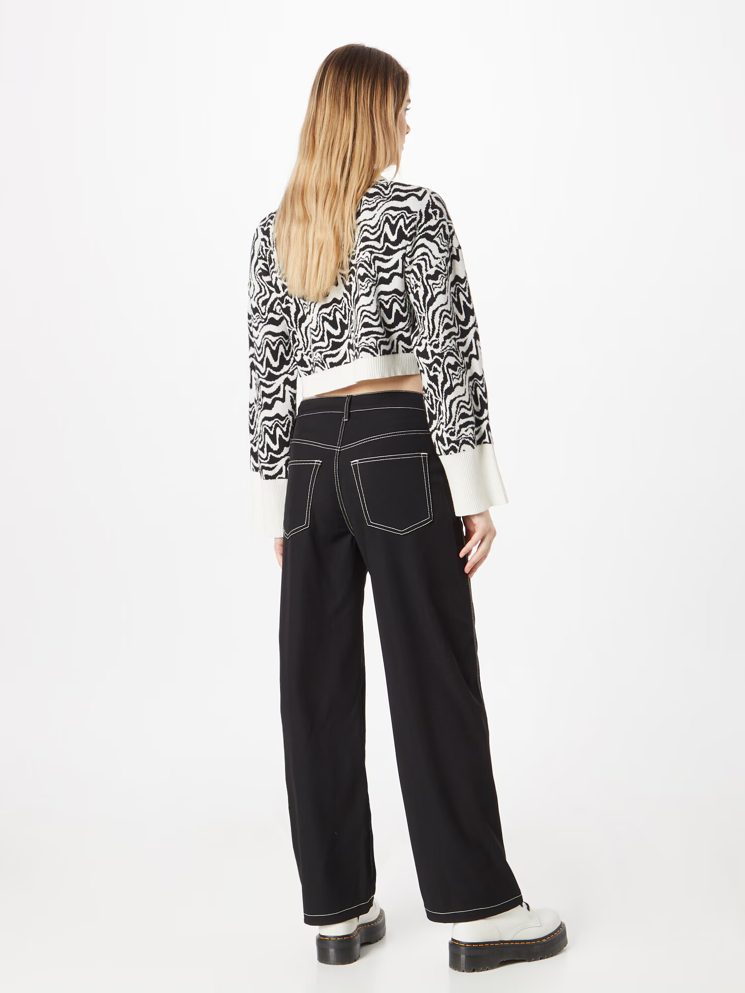 WEEKDAY Pantaloni 'Abigail' negru / alb - Pled.ro