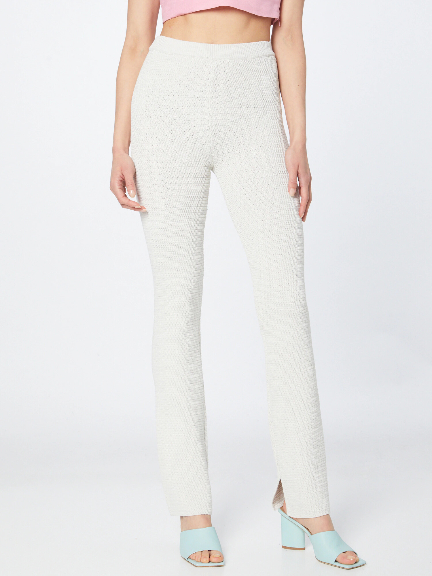 WEEKDAY Pantaloni 'Bay' alb natural - Pled.ro