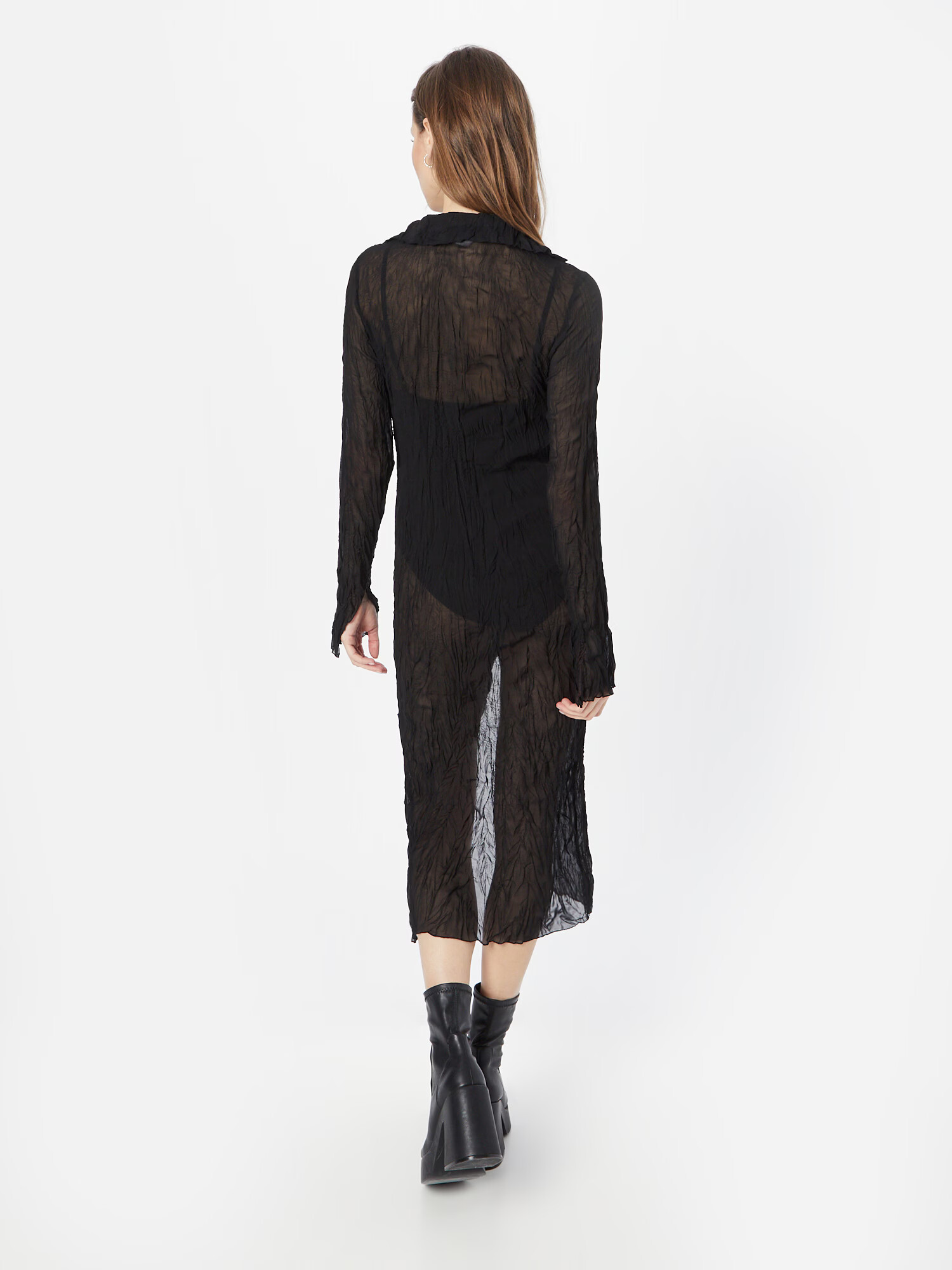 WEEKDAY Rochie tip bluză 'Crinkle' negru - Pled.ro