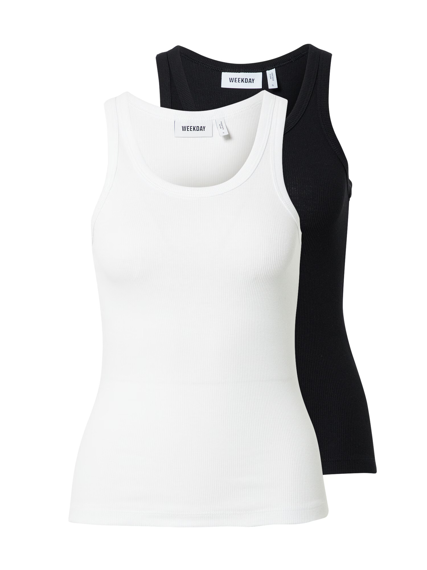 WEEKDAY Top 'Close Fitted' negru / alb - Pled.ro