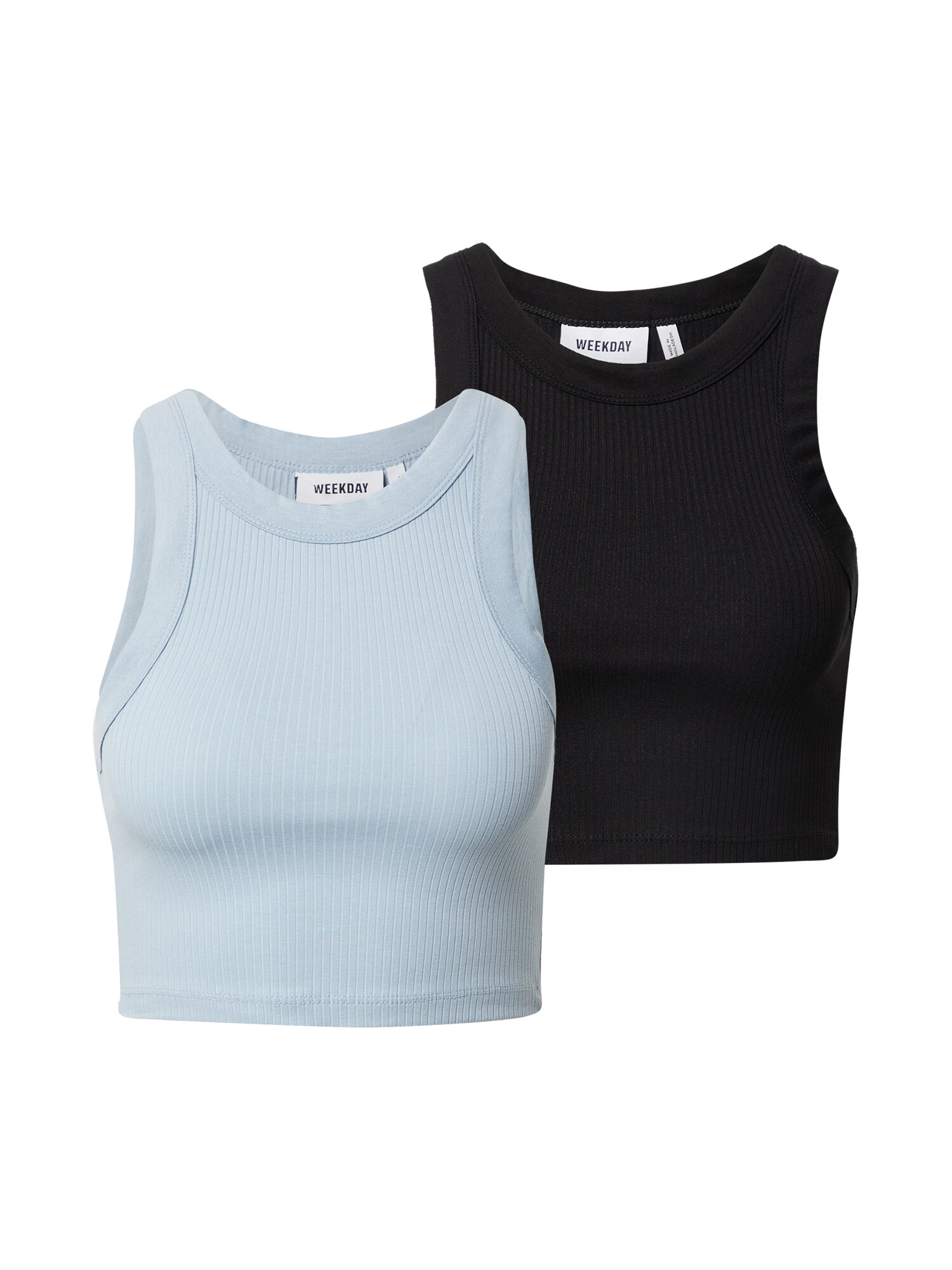 WEEKDAY Top 'Smile Crop' albastru / negru - Pled.ro