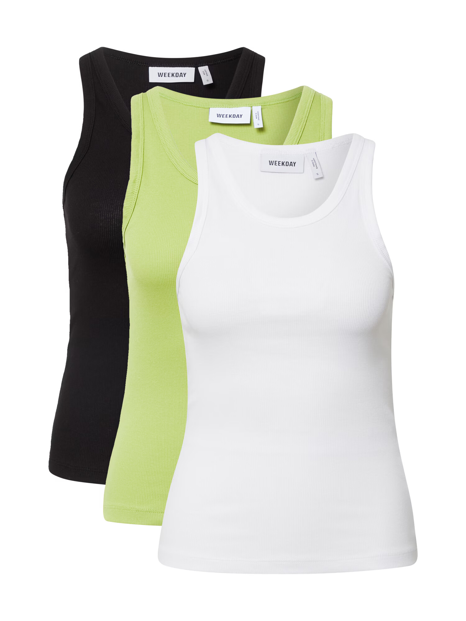 WEEKDAY Top verde deschis / negru / alb - Pled.ro