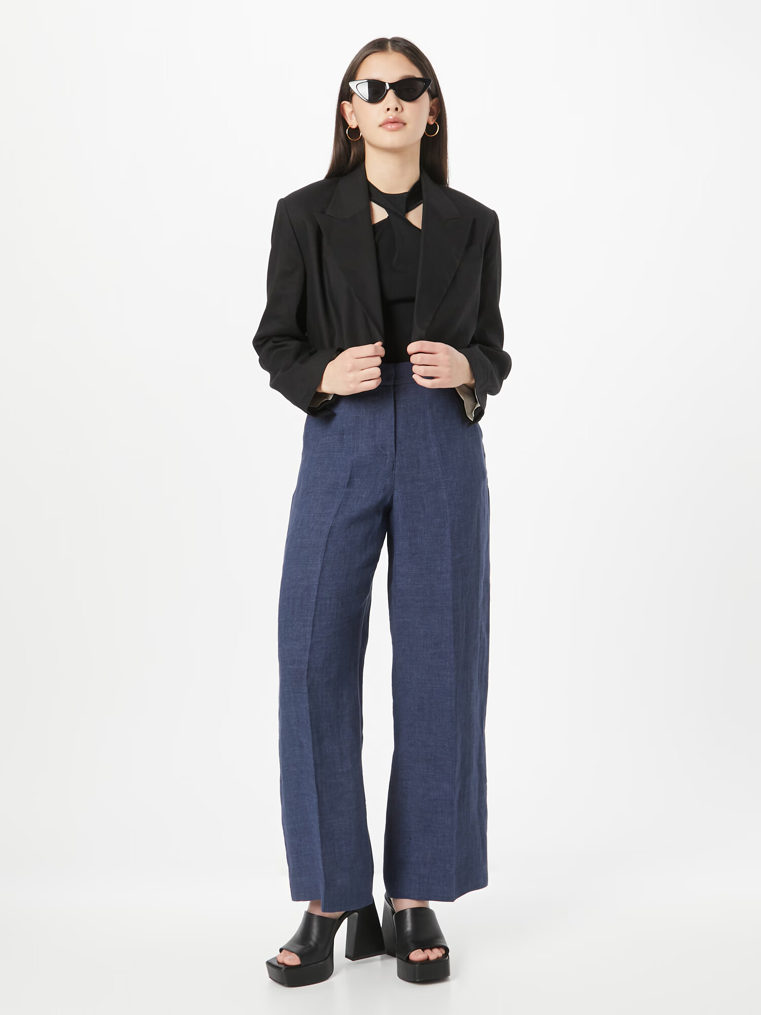 Weekend Max Mara Pantaloni cu dungă bleumarin - Pled.ro