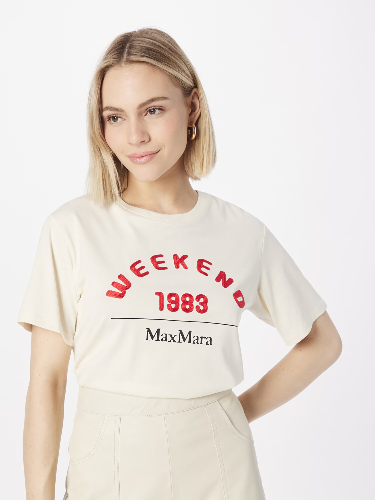 Weekend Max Mara Tricou 'LUIS' bej deschis / roșu / negru - Pled.ro