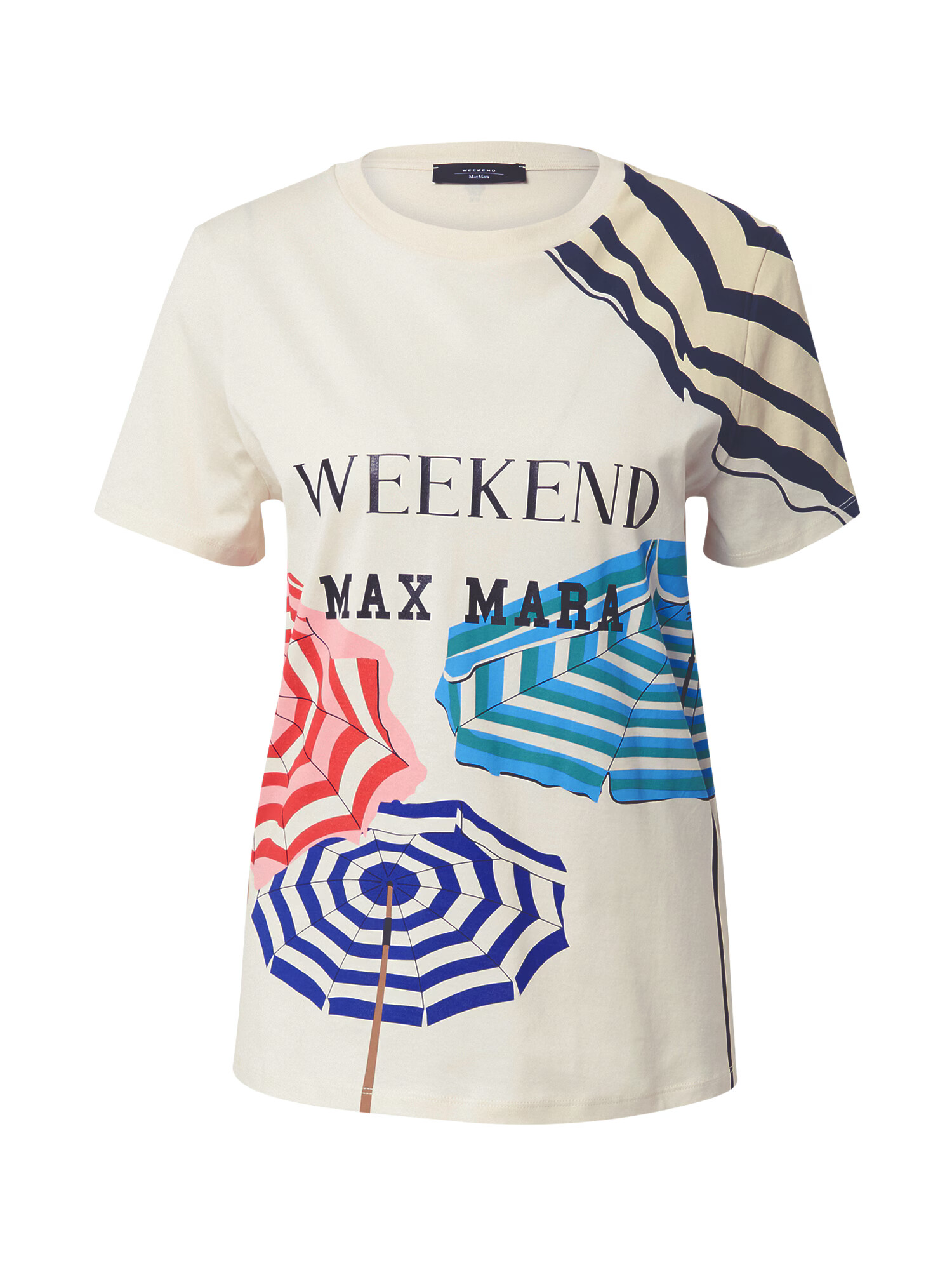 Weekend Max Mara Tricou 'MURANO' alb kitt / albastru marin / roz - Pled.ro