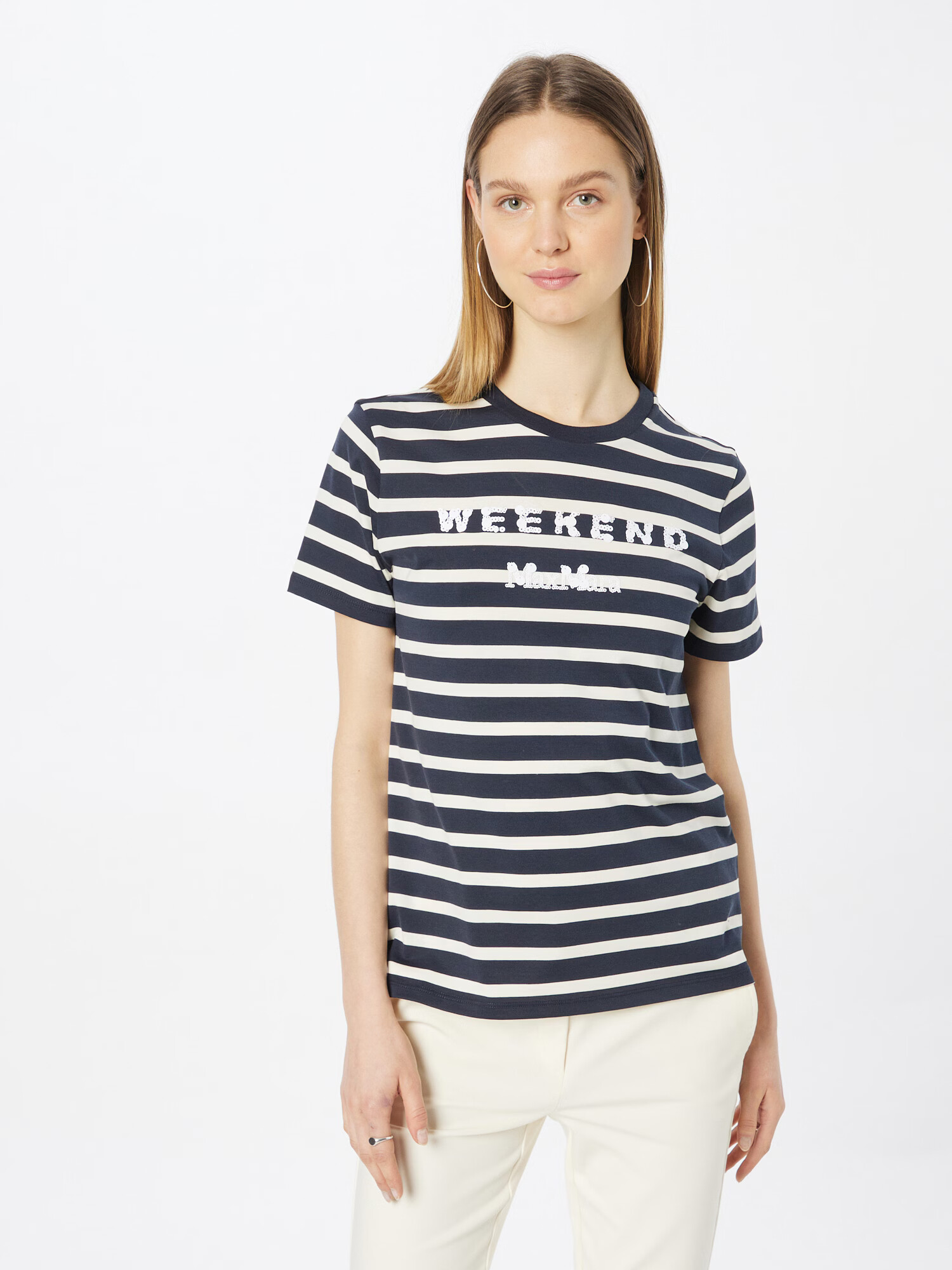 Weekend Max Mara Tricou 'TALENTO' bleumarin / alb - Pled.ro