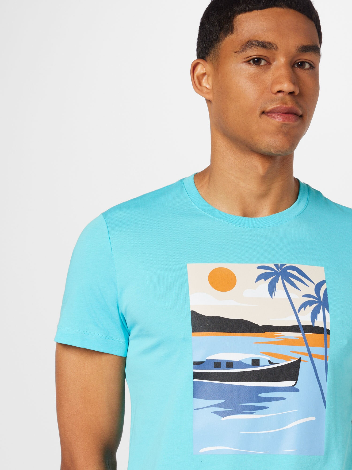 WESTMARK LONDON Tricou 'View Boat' albastru marin / albastru aqua / albastru violet / portocaliu neon - Pled.ro