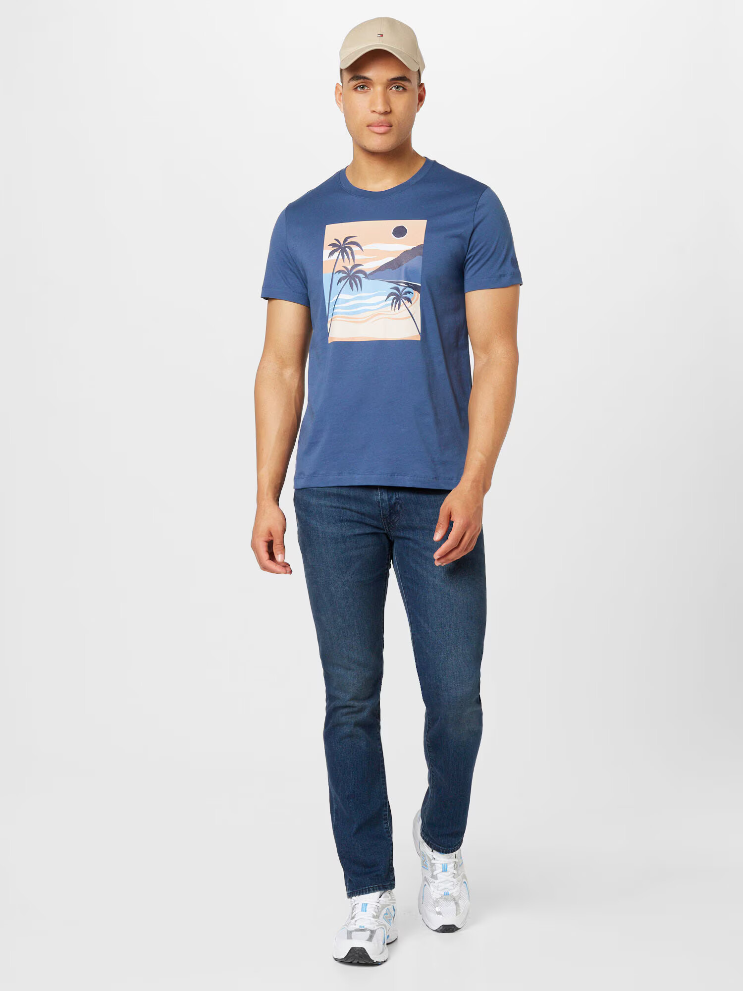 WESTMARK LONDON Tricou 'View Palm' albastru denim / albastru deschis / roz pudră / alb - Pled.ro