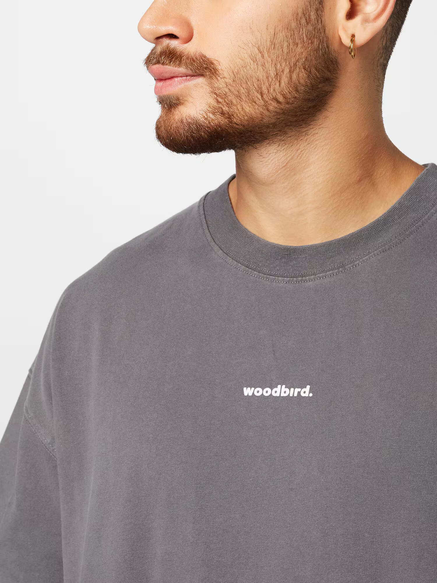 Woodbird Tricou 'Bose' gri / alb - Pled.ro