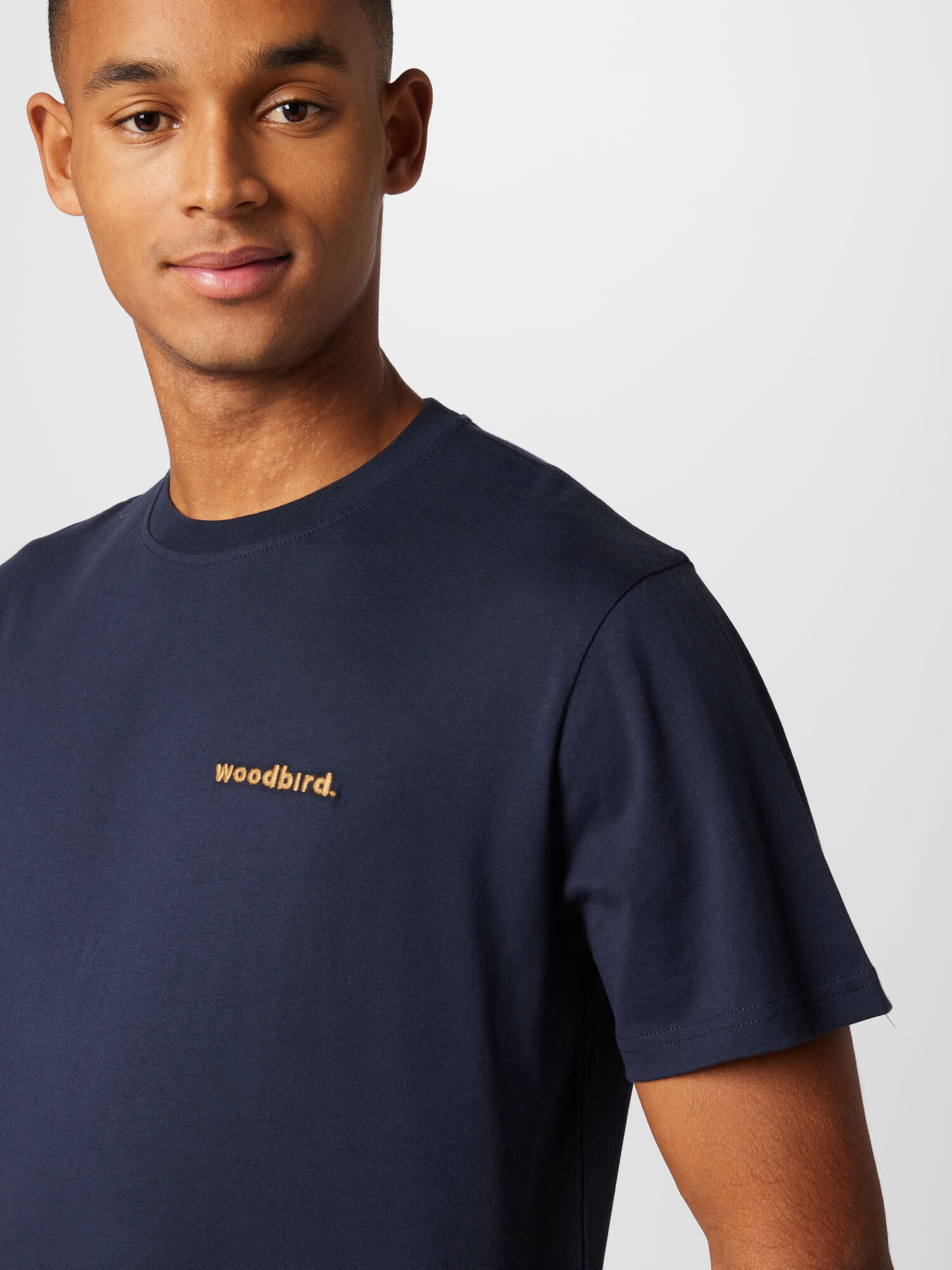 Woodbird Tricou 'Joon Scription' bleumarin / galben auriu - Pled.ro