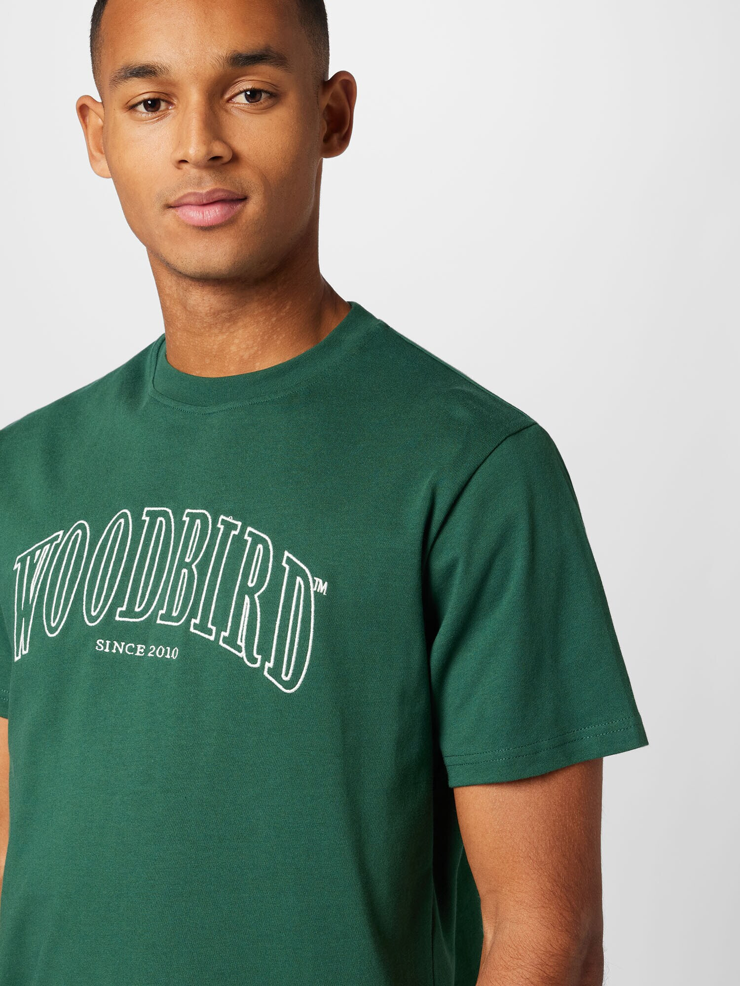 Woodbird Tricou 'Rics' verde închis / alb - Pled.ro