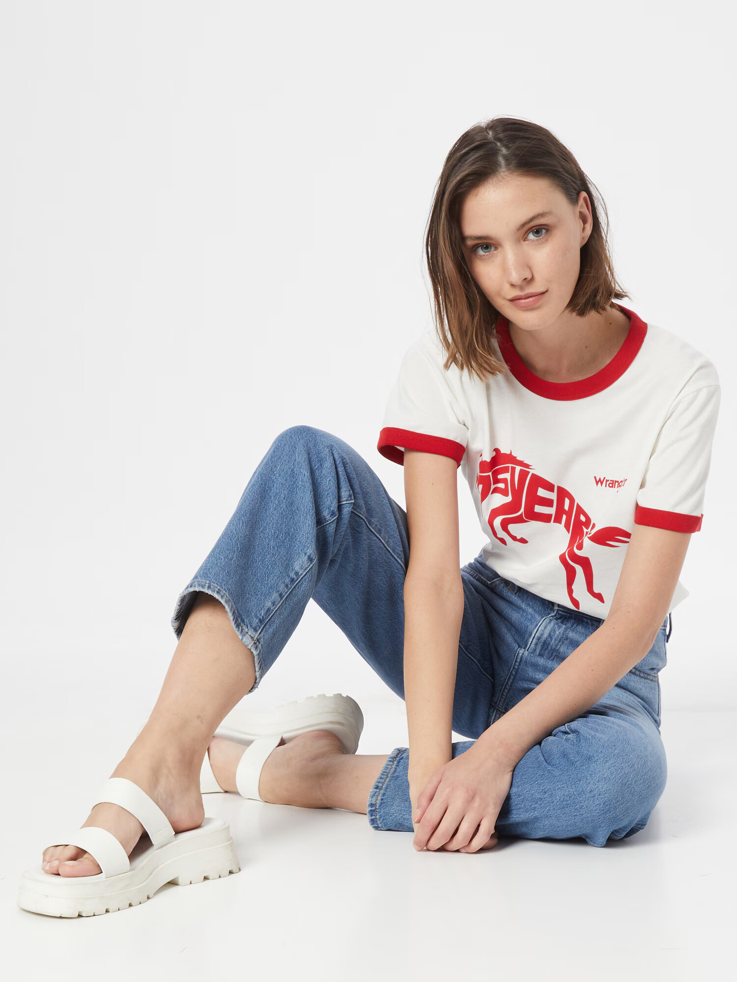 WRANGLER Tricou roșu / alb - Pled.ro