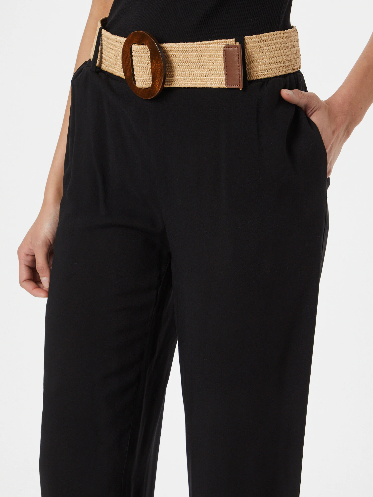 ZABAIONE Pantaloni 'Aziza' bej / maro caramel / negru - Pled.ro