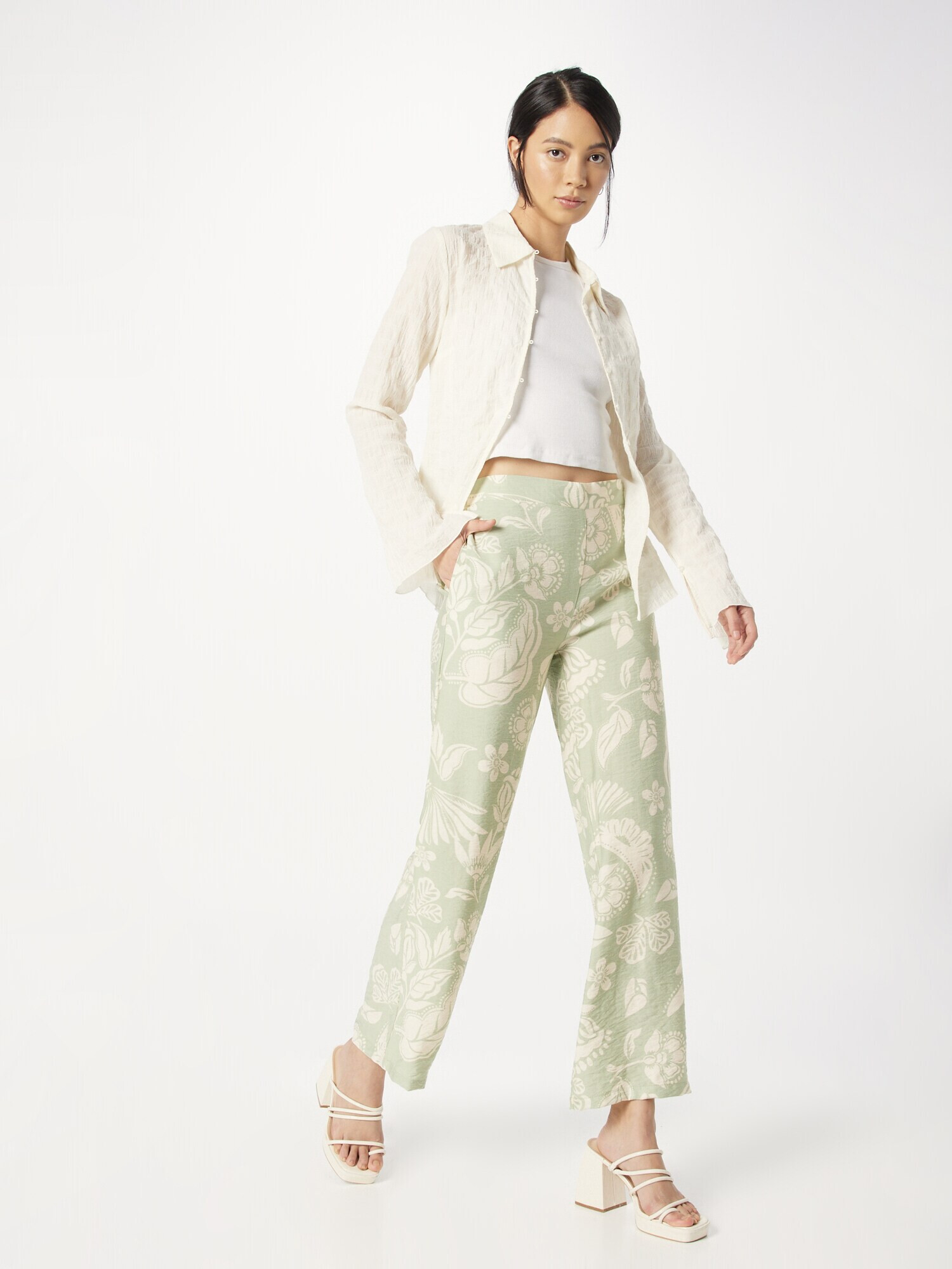 ZABAIONE Pantaloni 'Lykke' bej / verde deschis - Pled.ro