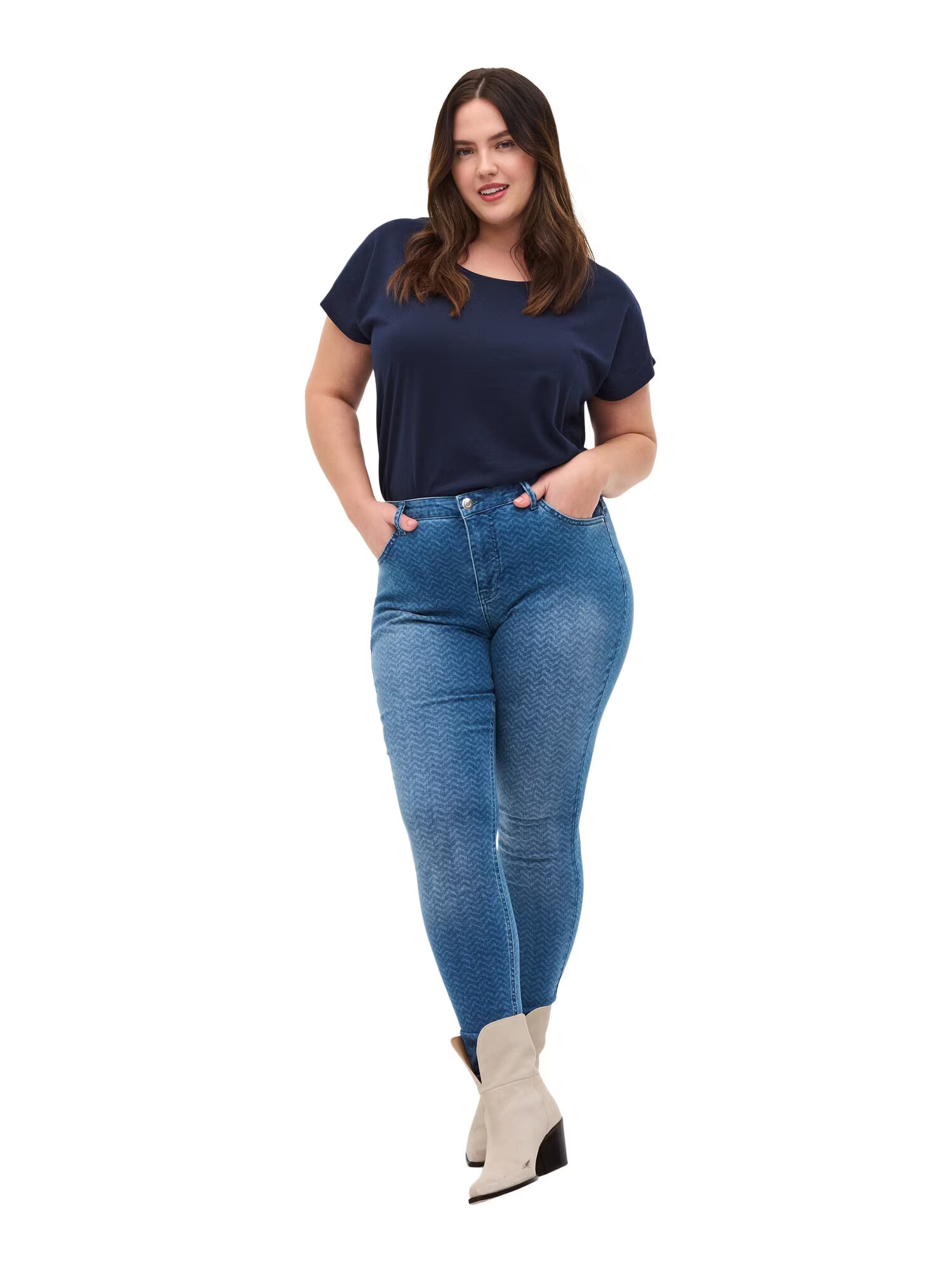 Zizzi Jeans 'Amy' albastru denim / albastru deschis - Pled.ro