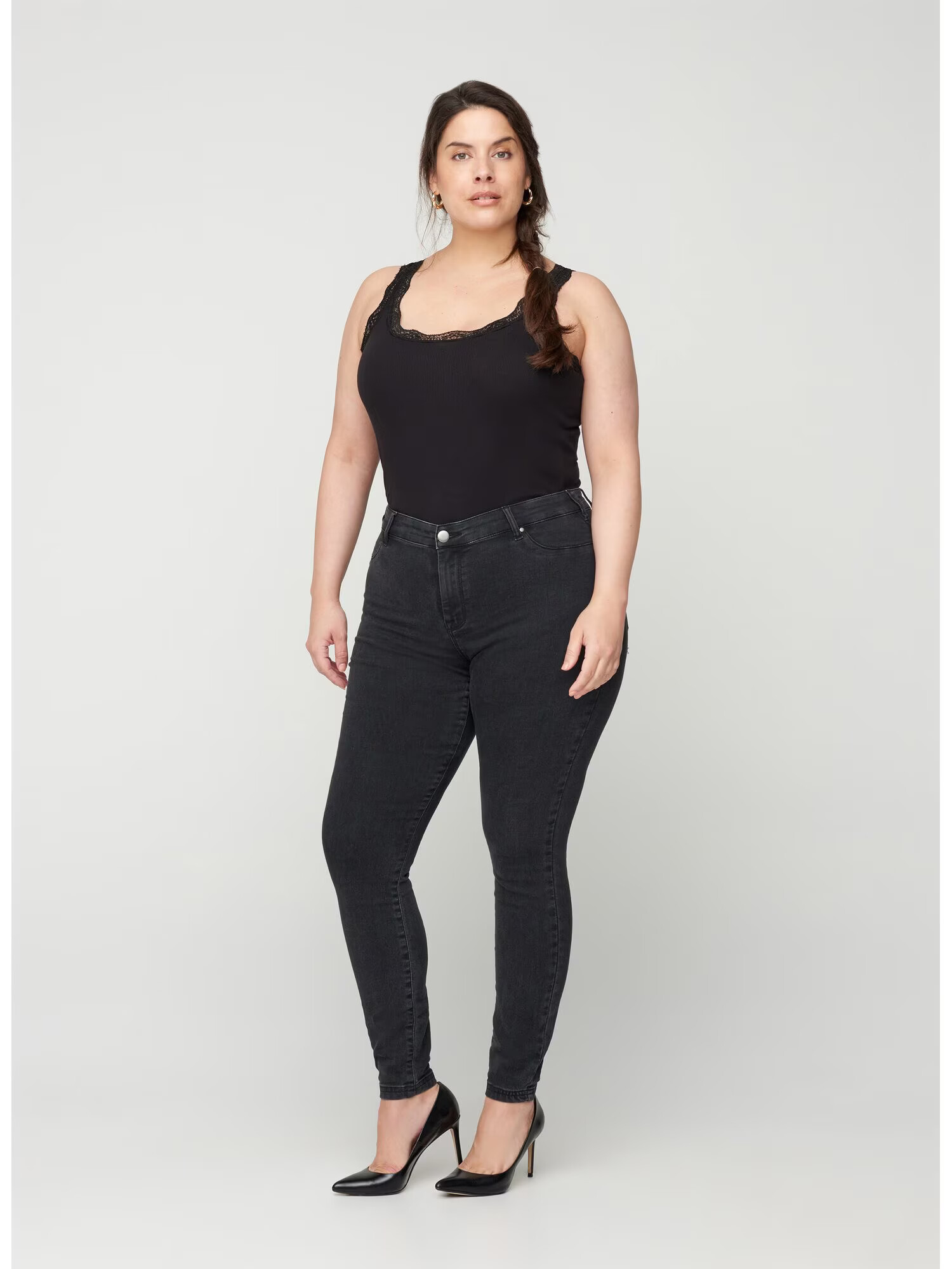 Zizzi Jeans 'Janna' gri închis / negru - Pled.ro