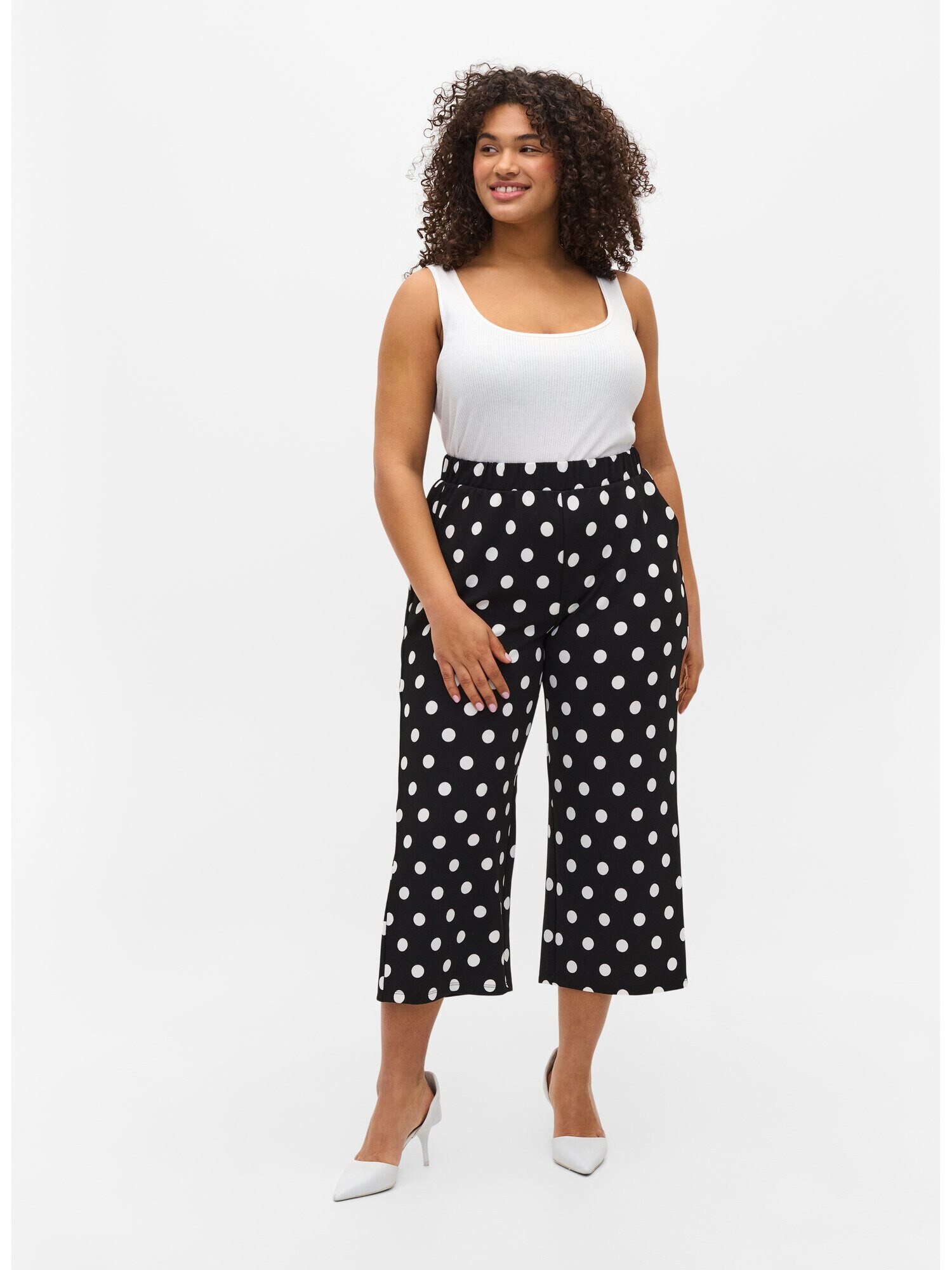 Zizzi Pantaloni 'Caadelyn' negru / alb - Pled.ro