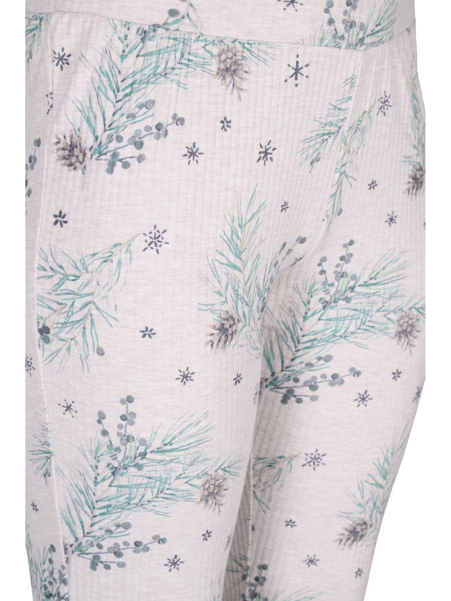 Zizzi Pantaloni de pijama 'Mavlis' gri / verde mentă / alb - Pled.ro