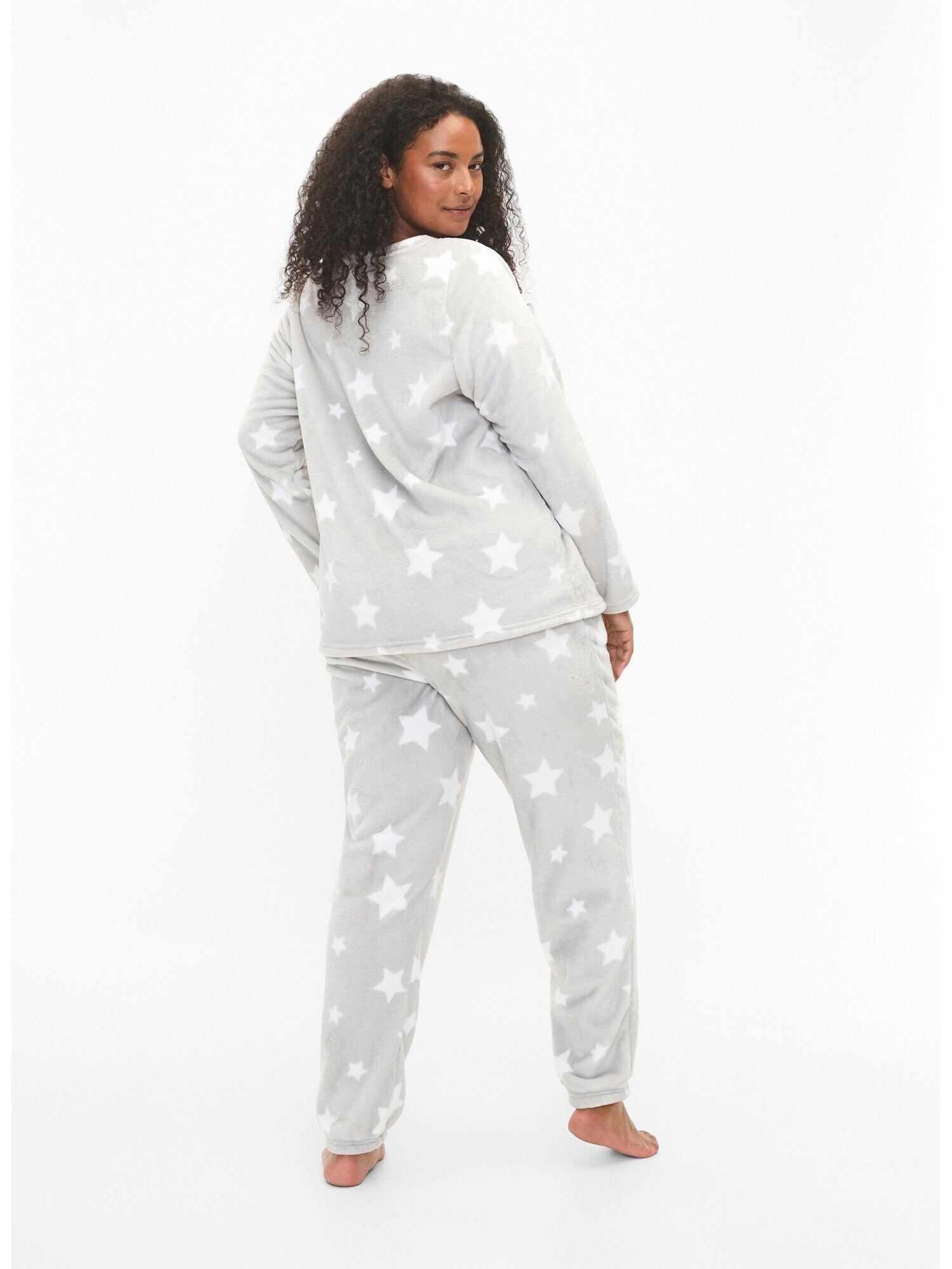 Zizzi Pantaloni de pijama 'Mhawa' gri / alb - Pled.ro