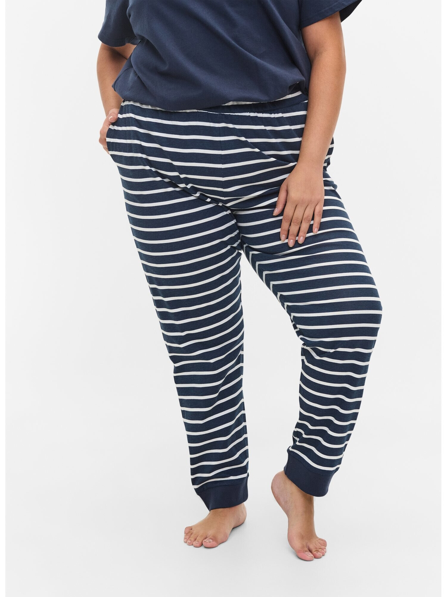 Zizzi Pantaloni de pijama 'MSOMA' albastru noapte / alb - Pled.ro