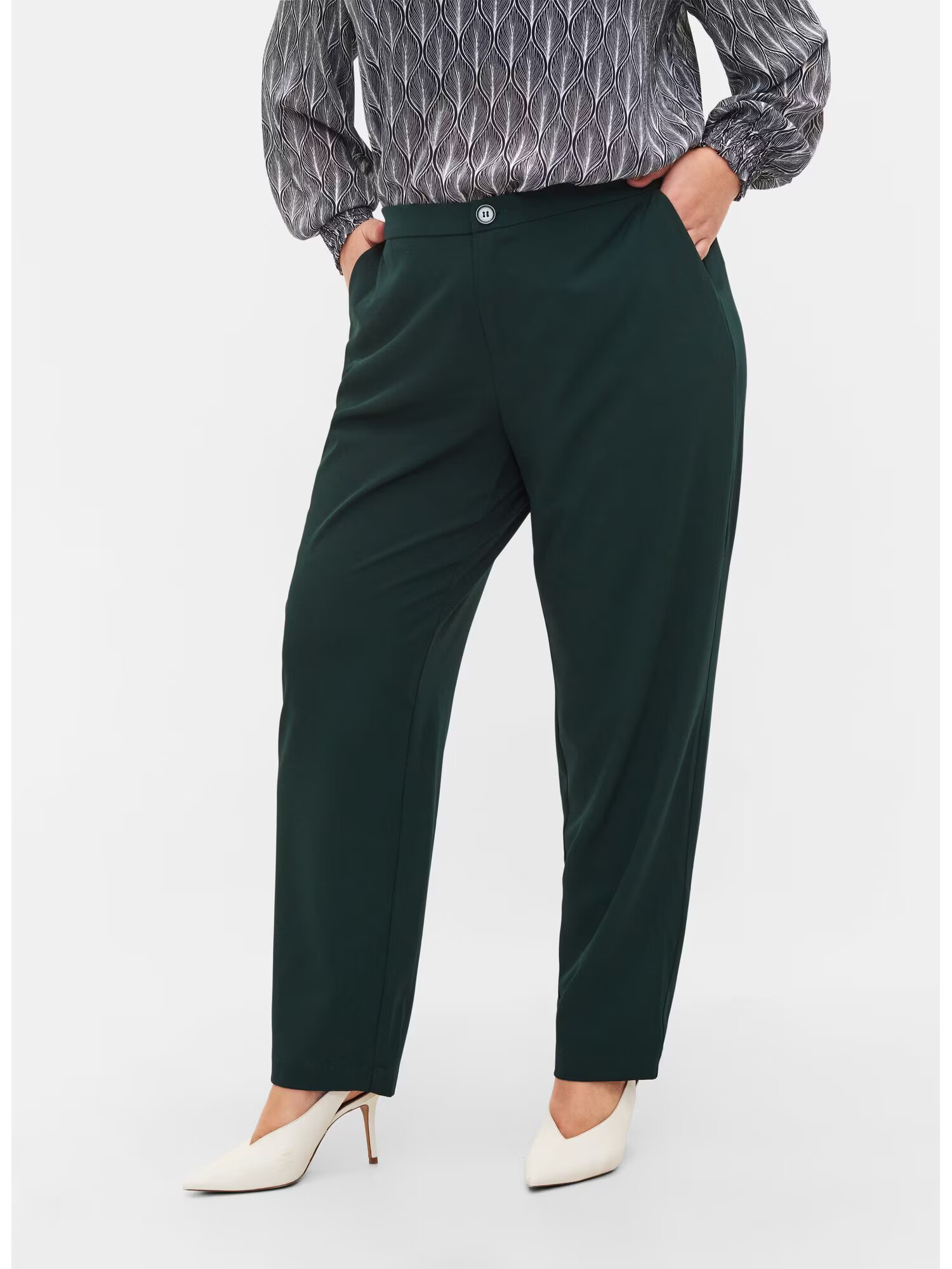 Zizzi Pantaloni eleganți 'Mhaley' verde închis - Pled.ro