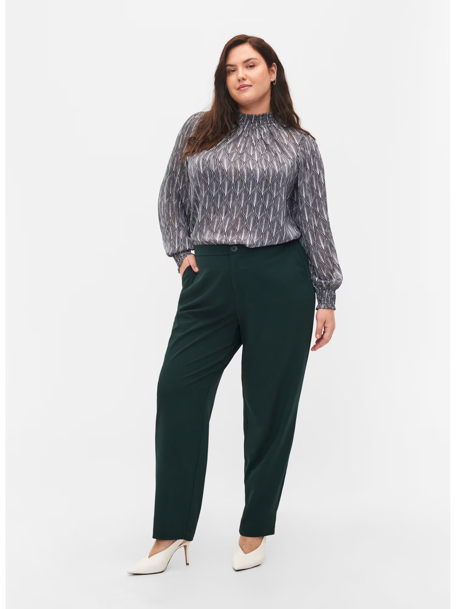 Zizzi Pantaloni eleganți 'Mhaley' verde închis - Pled.ro