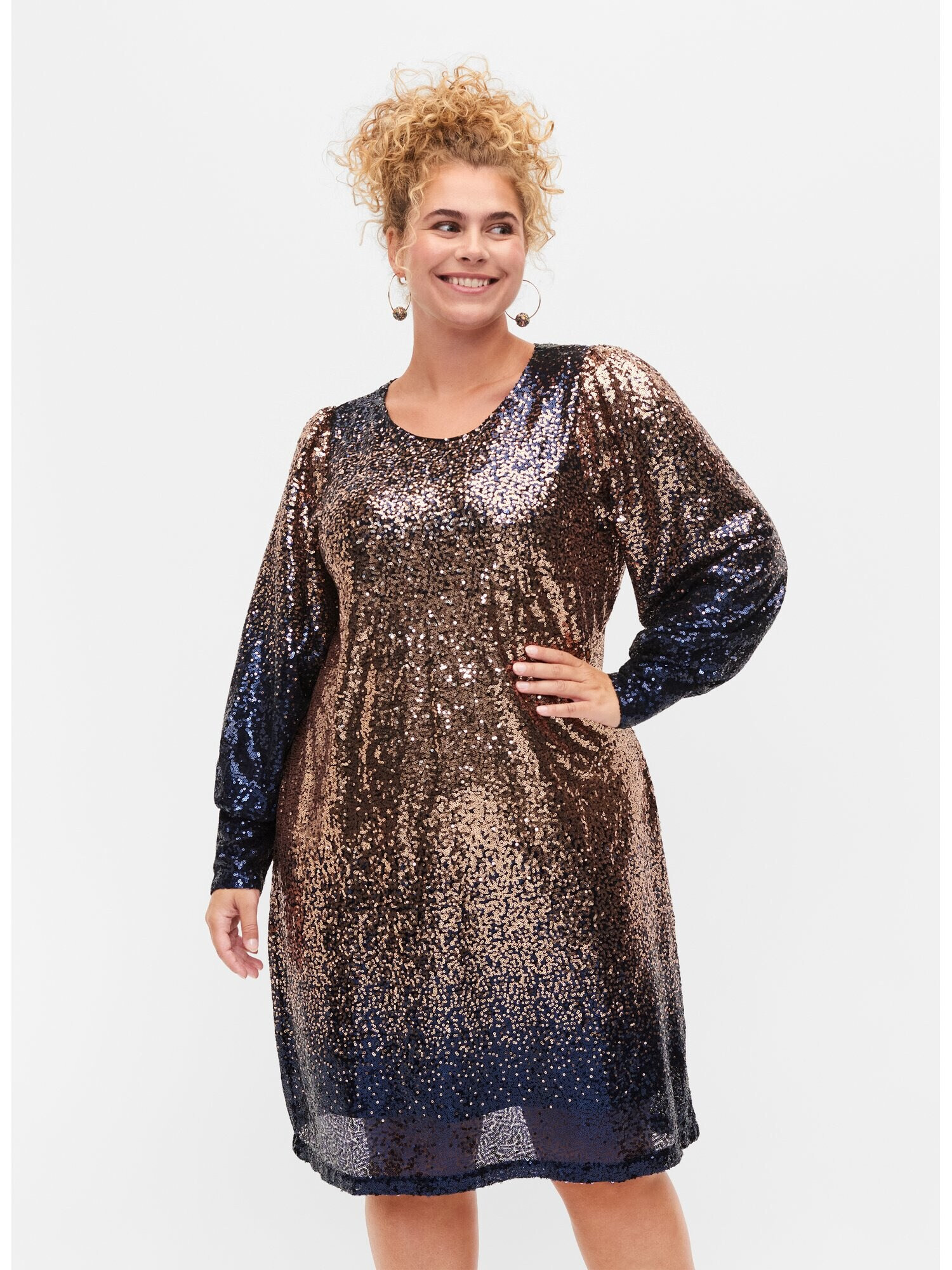 Zizzi Rochie de cocktail 'Louise' bleumarin / auriu - roz - Pled.ro