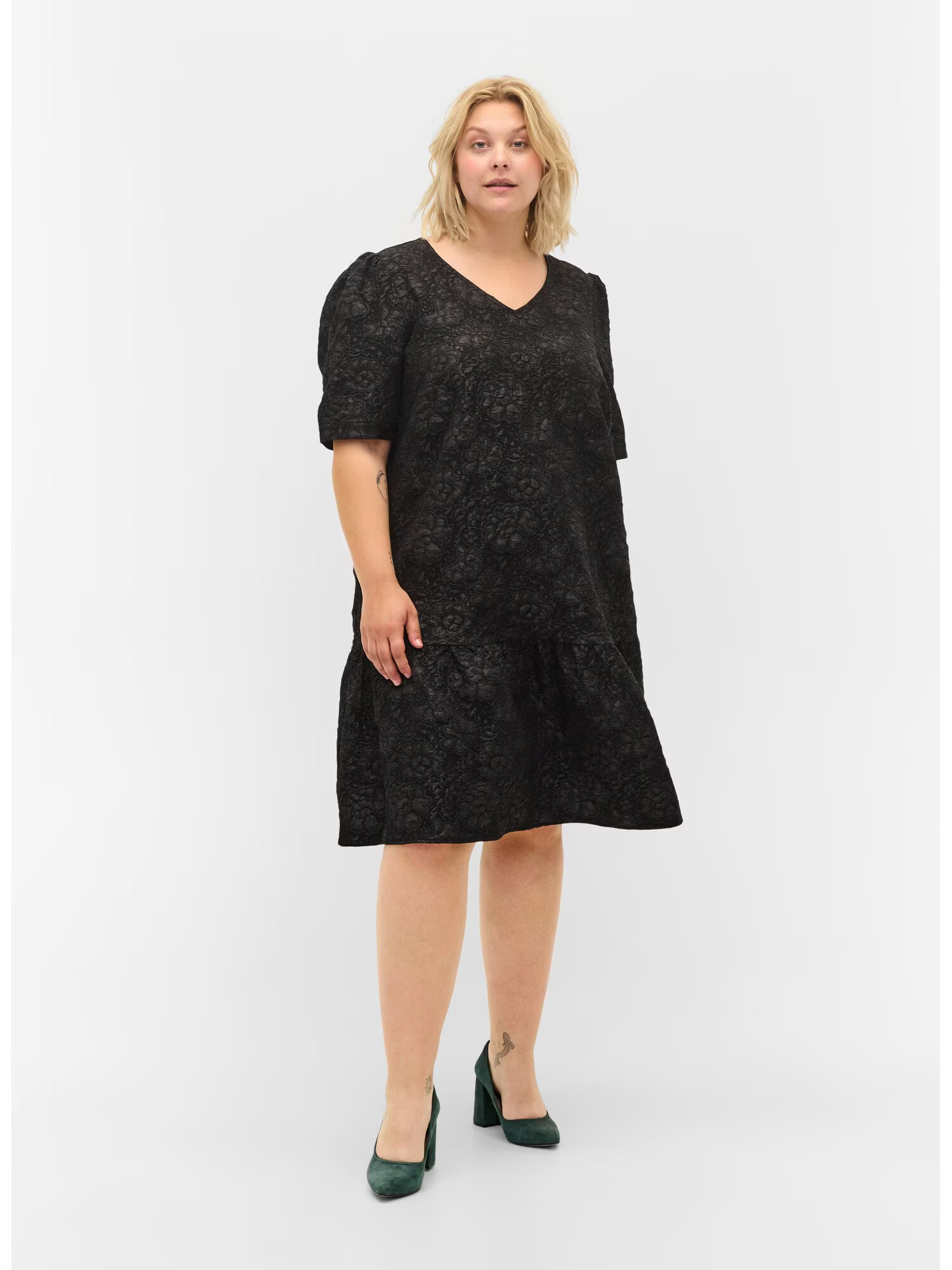 Zizzi Rochie 'Liza' gri metalic / negru - Pled.ro