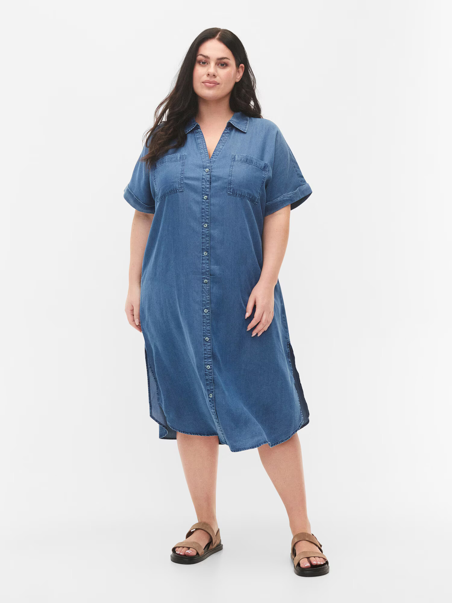 Zizzi Rochie tip bluză 'JGRIA' albastru denim - Pled.ro