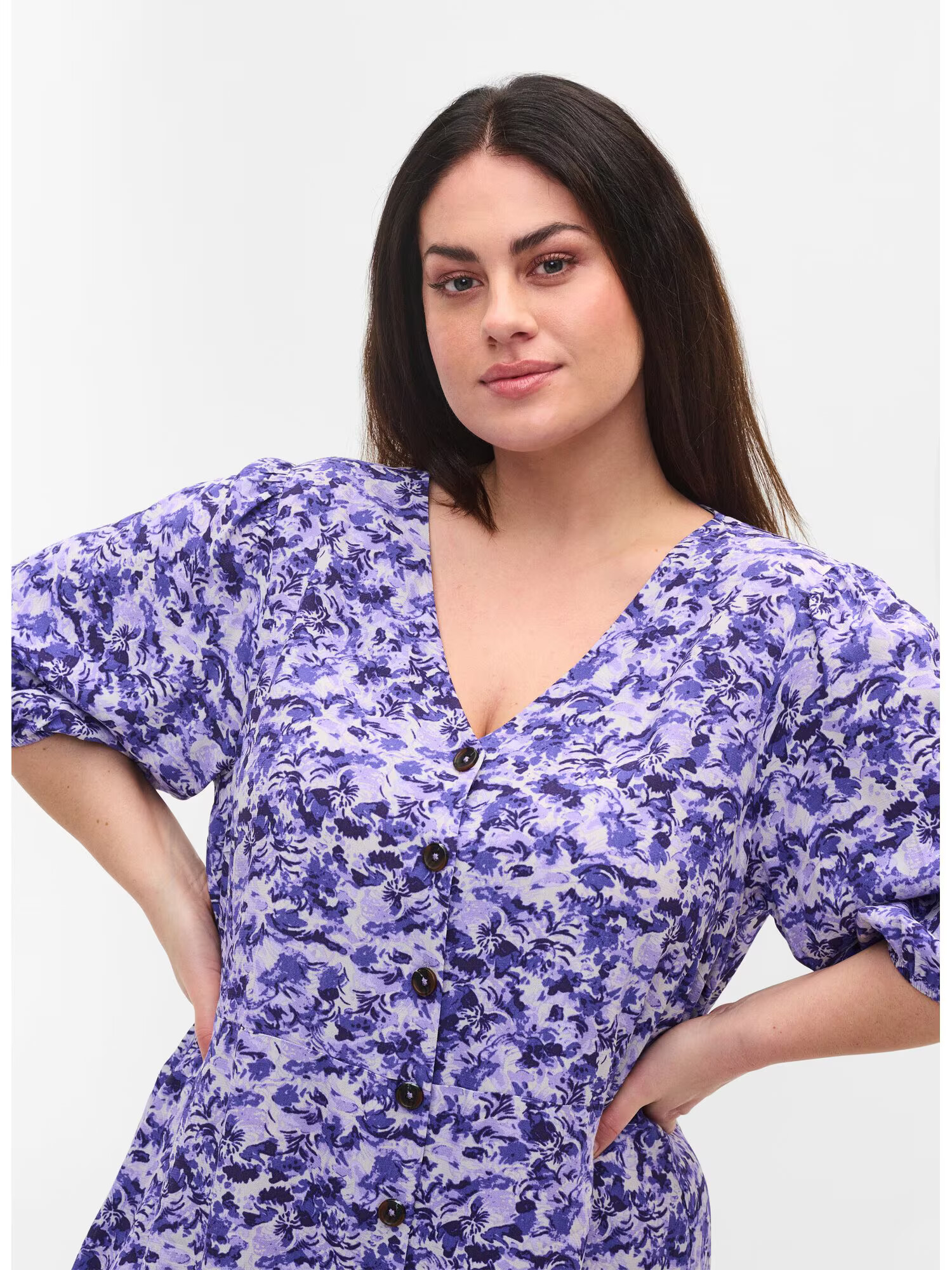 Zizzi Rochie tip bluză lila / alb - Pled.ro