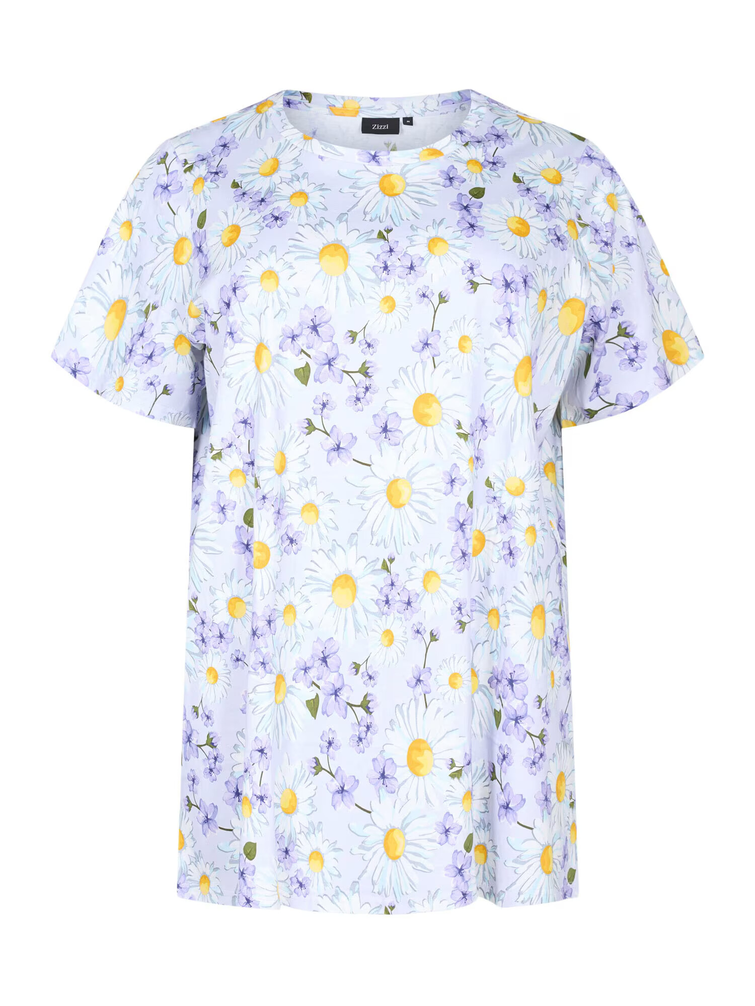 Zizzi Tricou 'ALMA' albastru aqua / galben / mov liliachiu / alb - Pled.ro