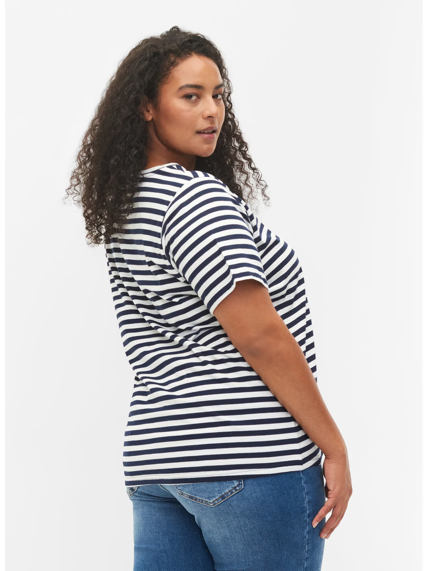 Zizzi Tricou bleumarin / alb - Pled.ro