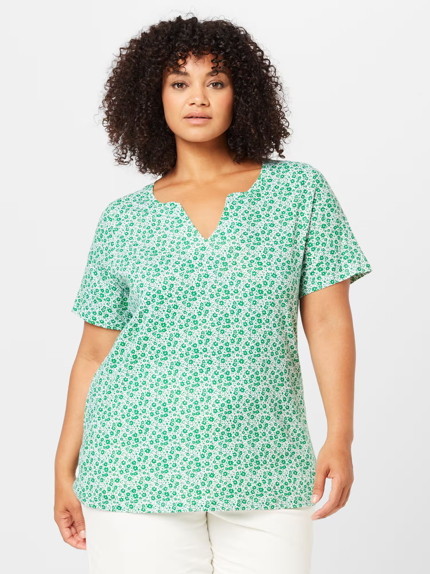 Zizzi Tricou 'CLEO' verde / alb murdar - Pled.ro