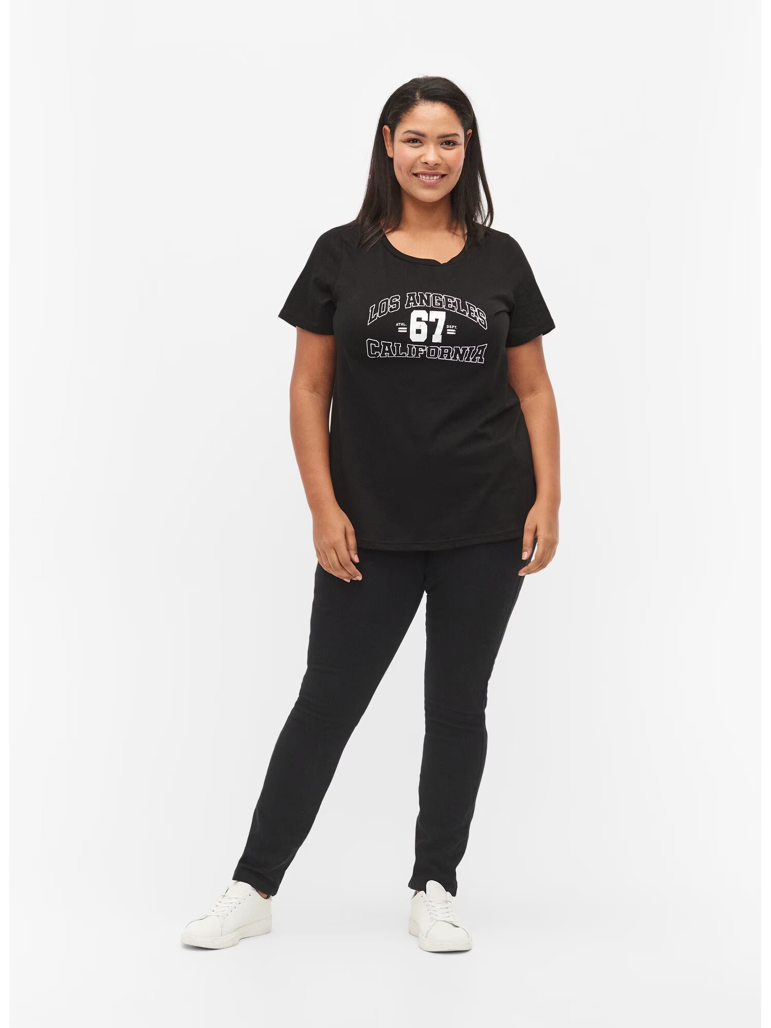 Zizzi Tricou 'Danna' negru / alb - Pled.ro