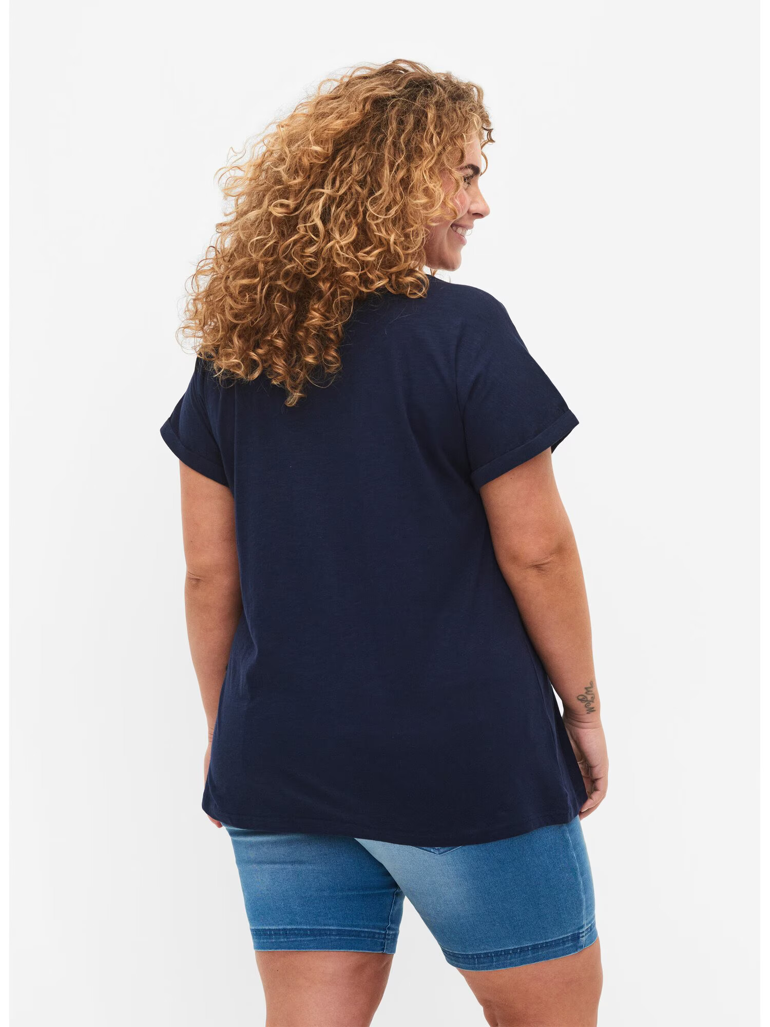 Zizzi Tricou 'Vera' bleumarin / alb - Pled.ro