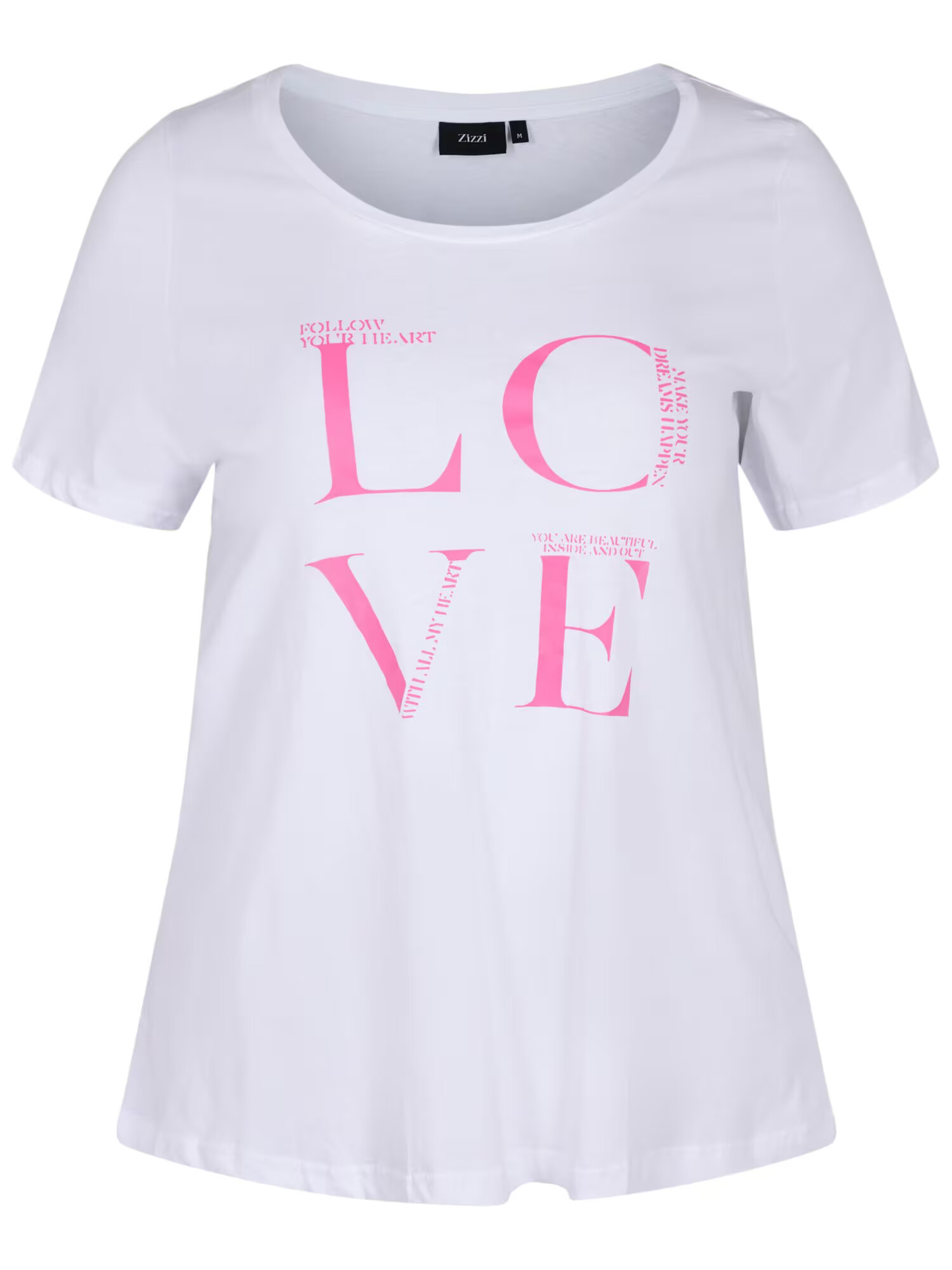 Zizzi Tricou 'VVERA' roz / alb - Pled.ro