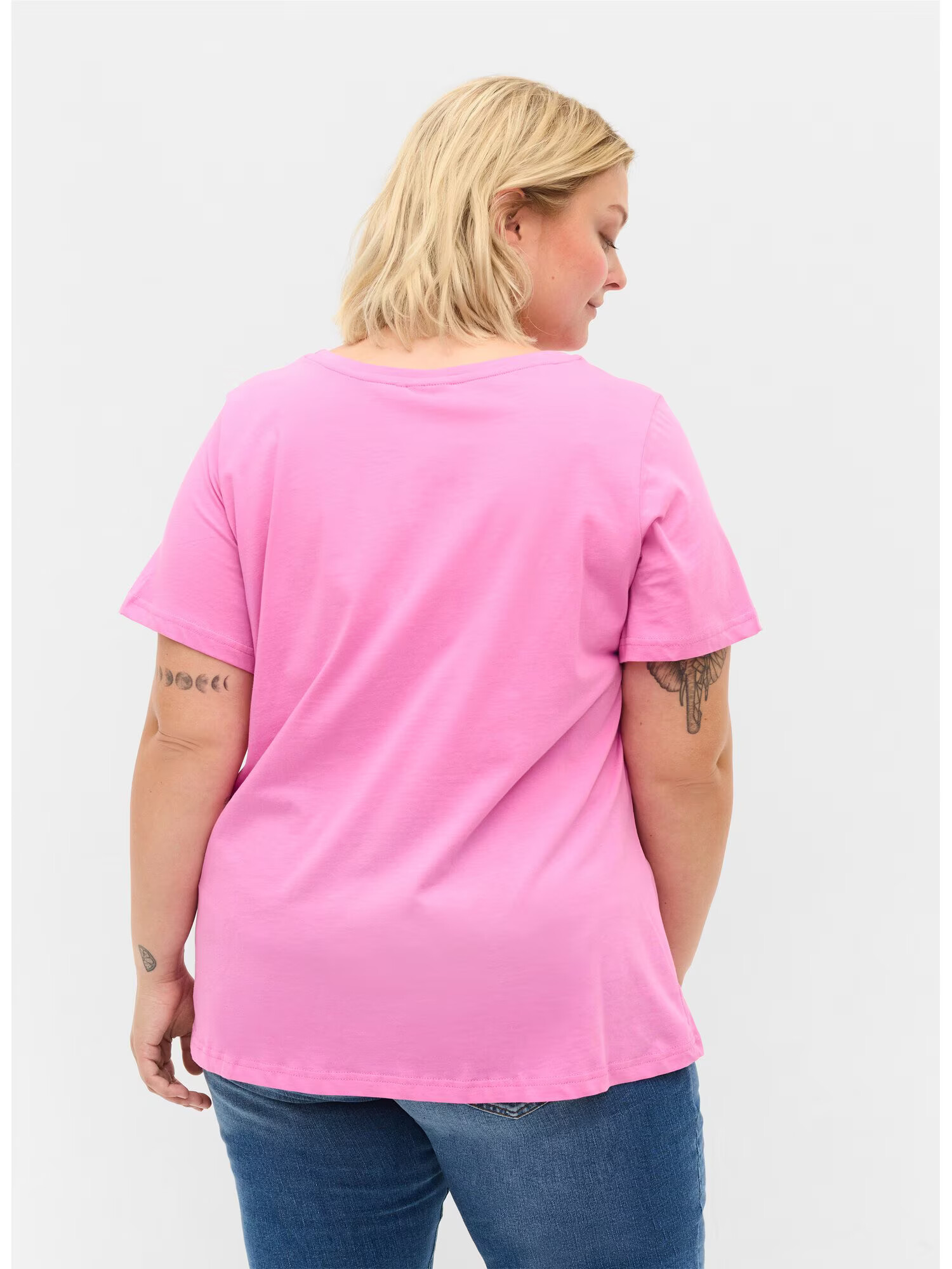 Zizzi Tricou 'Vvera' roz deschis / alb - Pled.ro