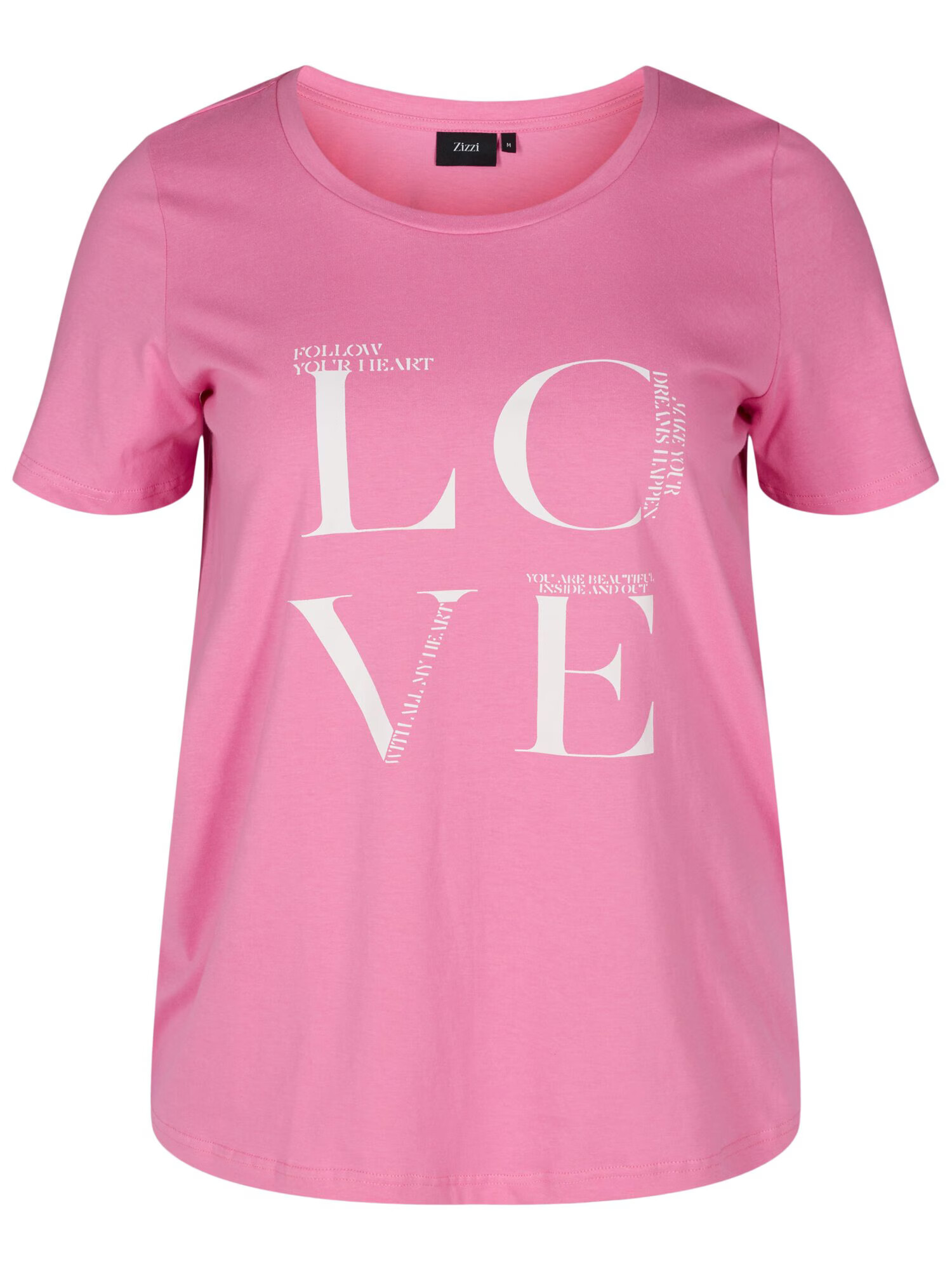 Zizzi Tricou 'Vvera' roz deschis / alb - Pled.ro