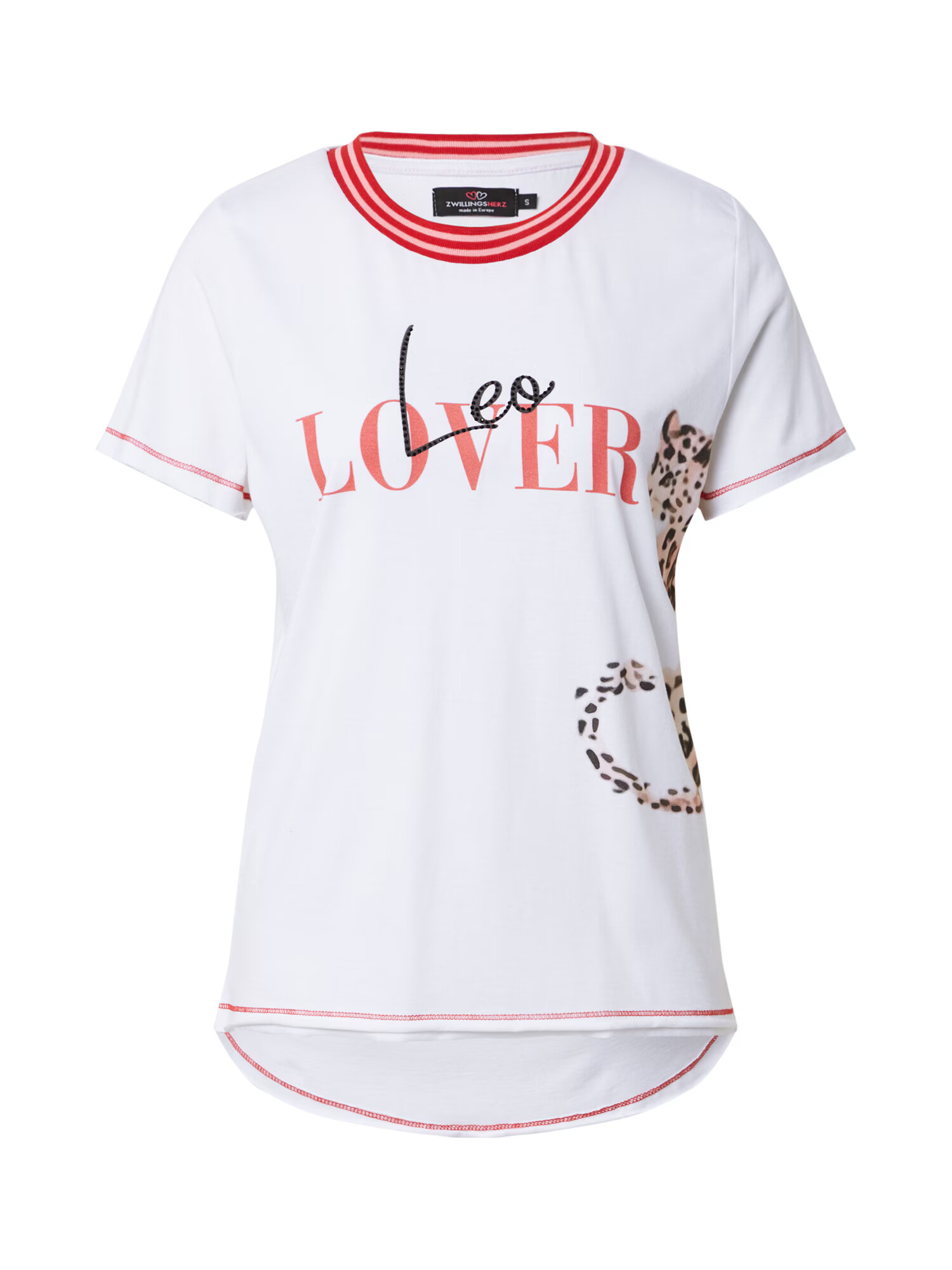 Zwillingsherz Tricou 'Leo Lover' maro deschis / roșu / alb - Pled.ro